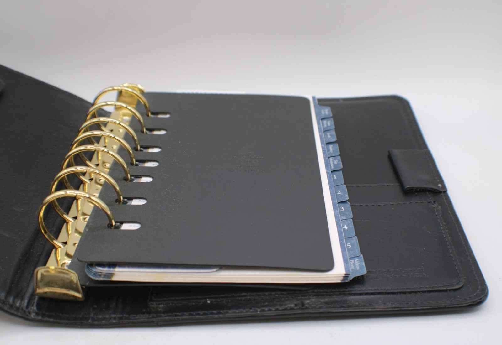 Black Leather Franklin Quest Planner Organizer Planner 7-Ring Binder Card Slots