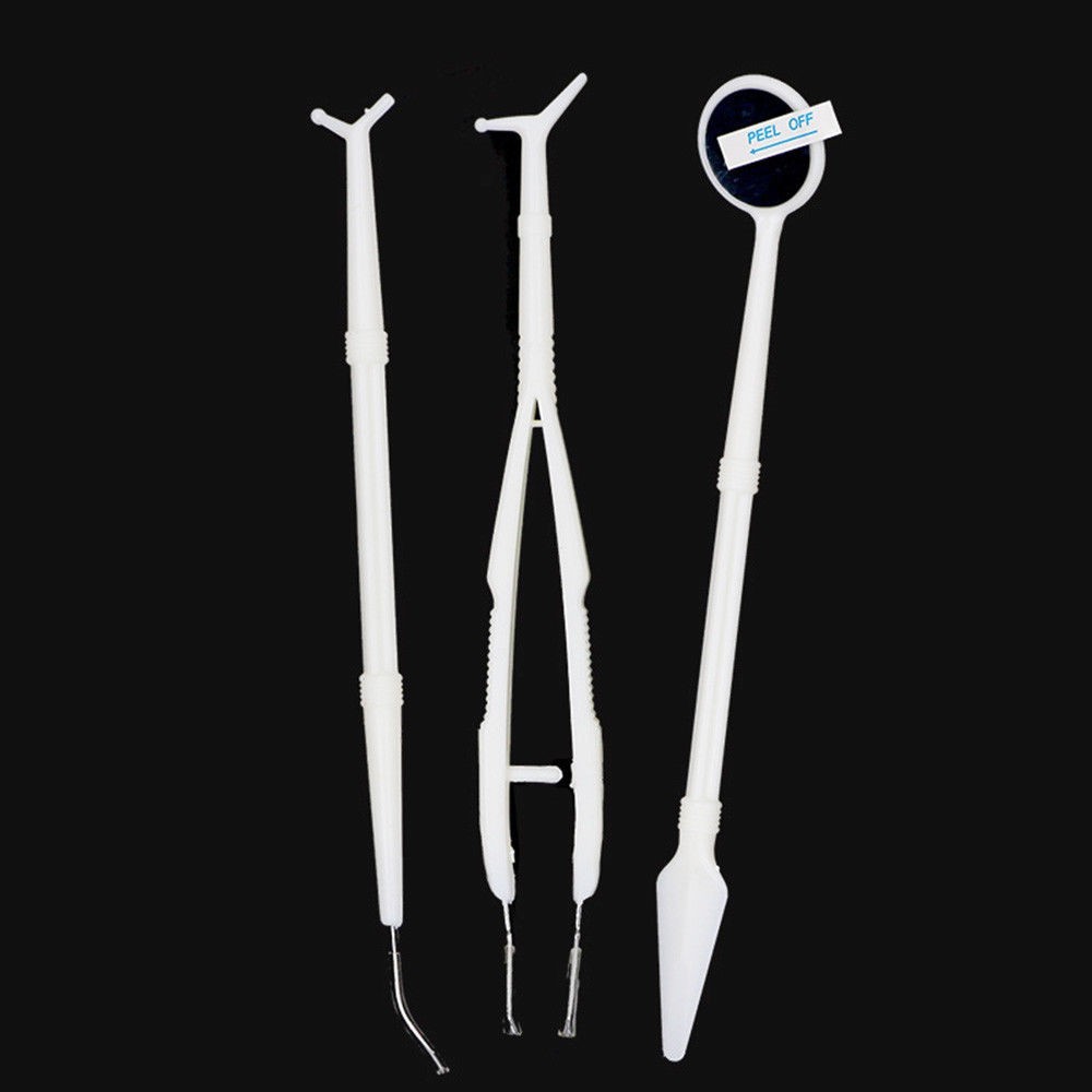 Disposable Dental Examination Kit 3 Pcs Basic Instruments Mirror Tweezer Probe