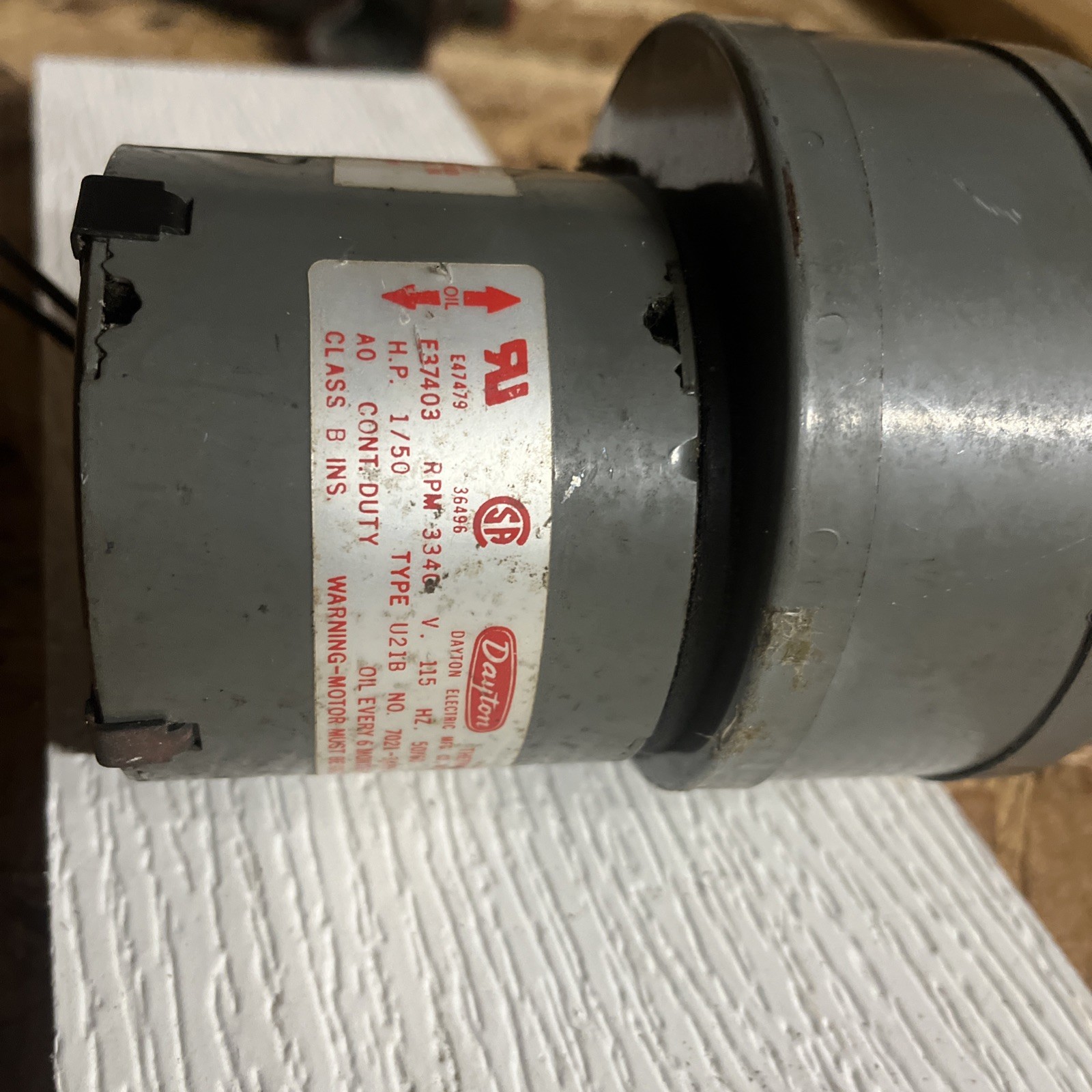 Dayton E47479/E37403 Shaded Pole Motor 3M571 1/15HP 1550-1000RPM 115V-Used