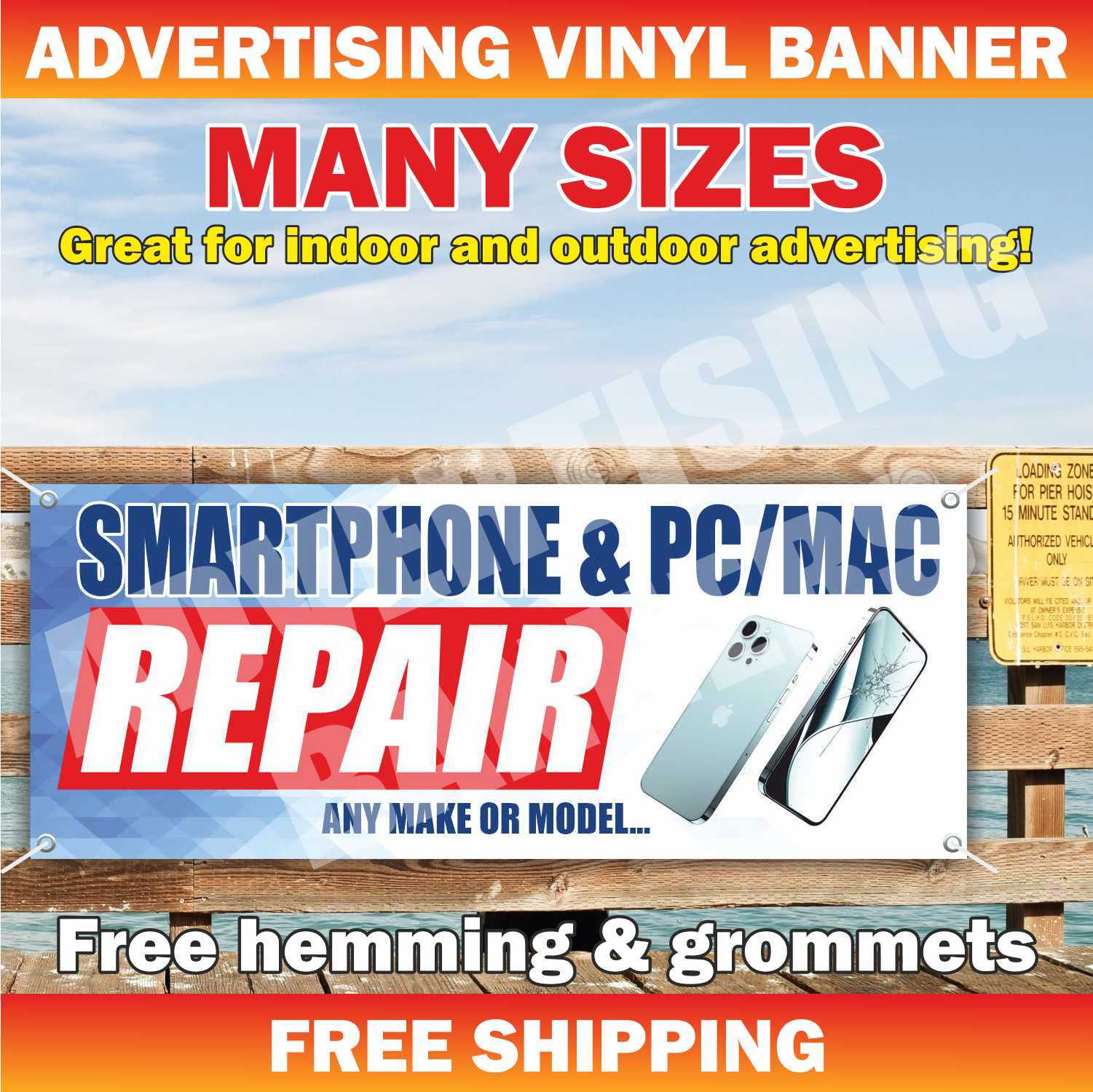 SMARTPHONE PC REPAIR Advertising Banner Vinyl Mesh Sign computer Smartphone fix