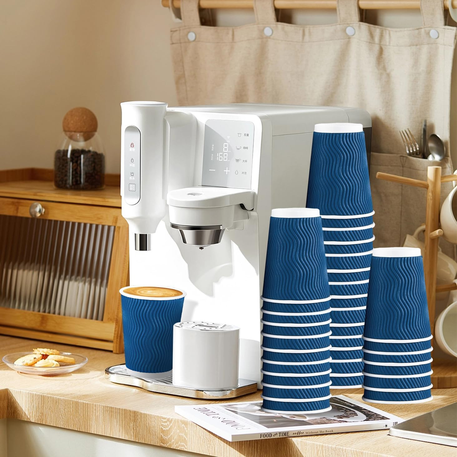 12 OZ Disposable Coffee Cups with Lids 50 Pack, Hot Paper Insulated Corrugated R