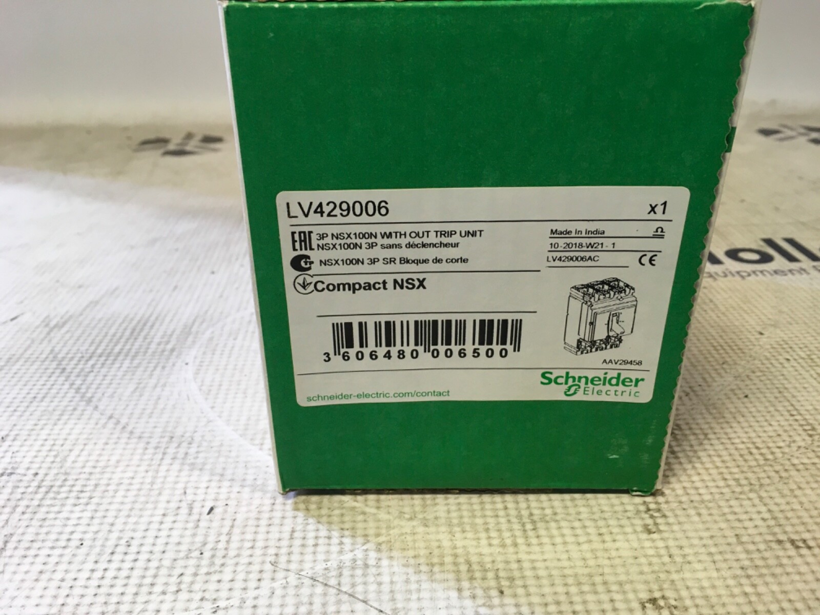 Schneider Electric Breaker, LV429006, NSX 100N, 3 pole, NOS, LG-2346