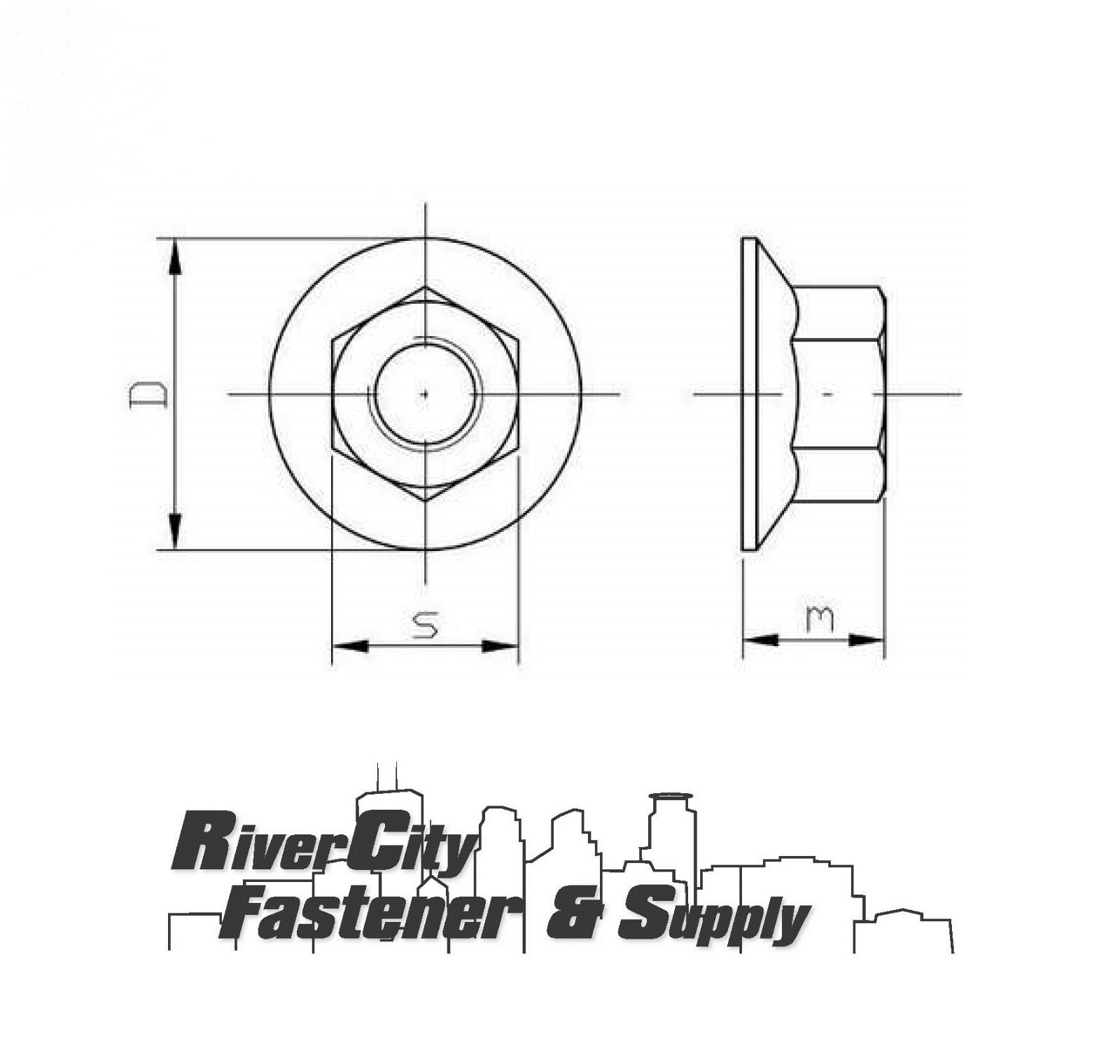 M12-1.25 JIS Flange Nuts Small Hex M12x1.25 Nut 12mm x 1.25 Serrated Flange 10.9