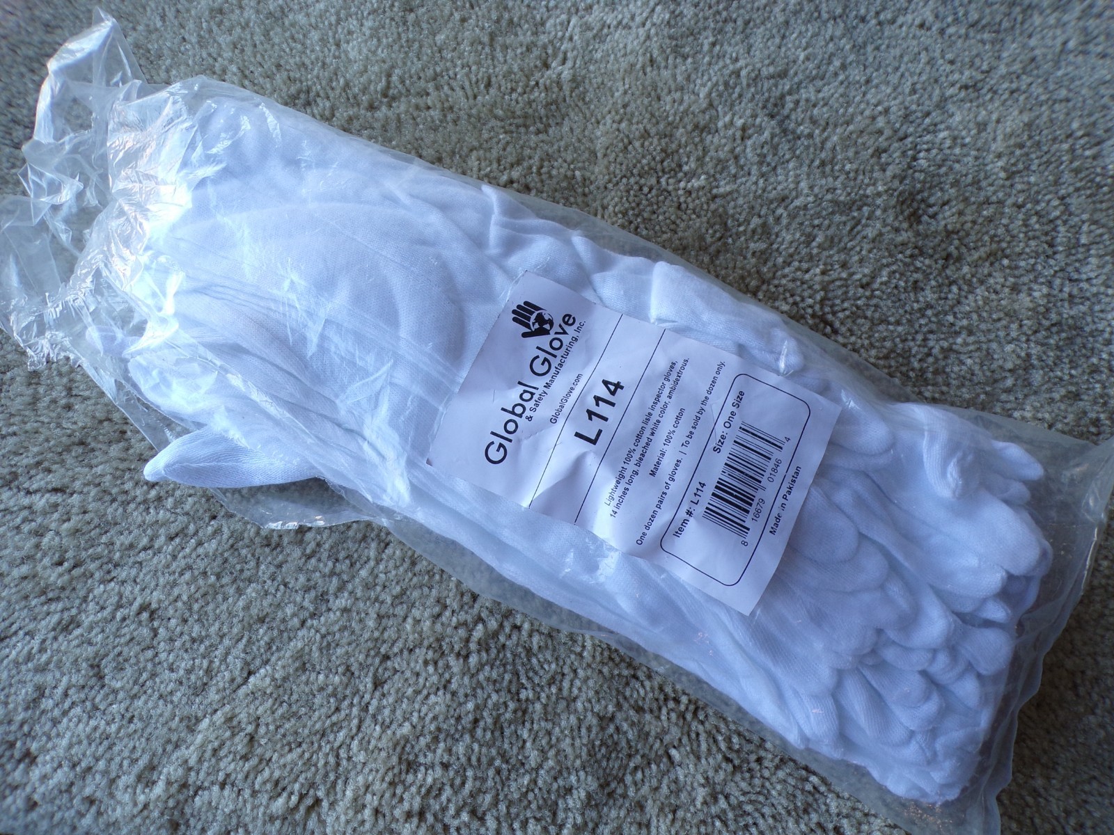 Global Glove L114 White Cotton Safety Gloves – 1 Dozen (12 Pairs) @d8