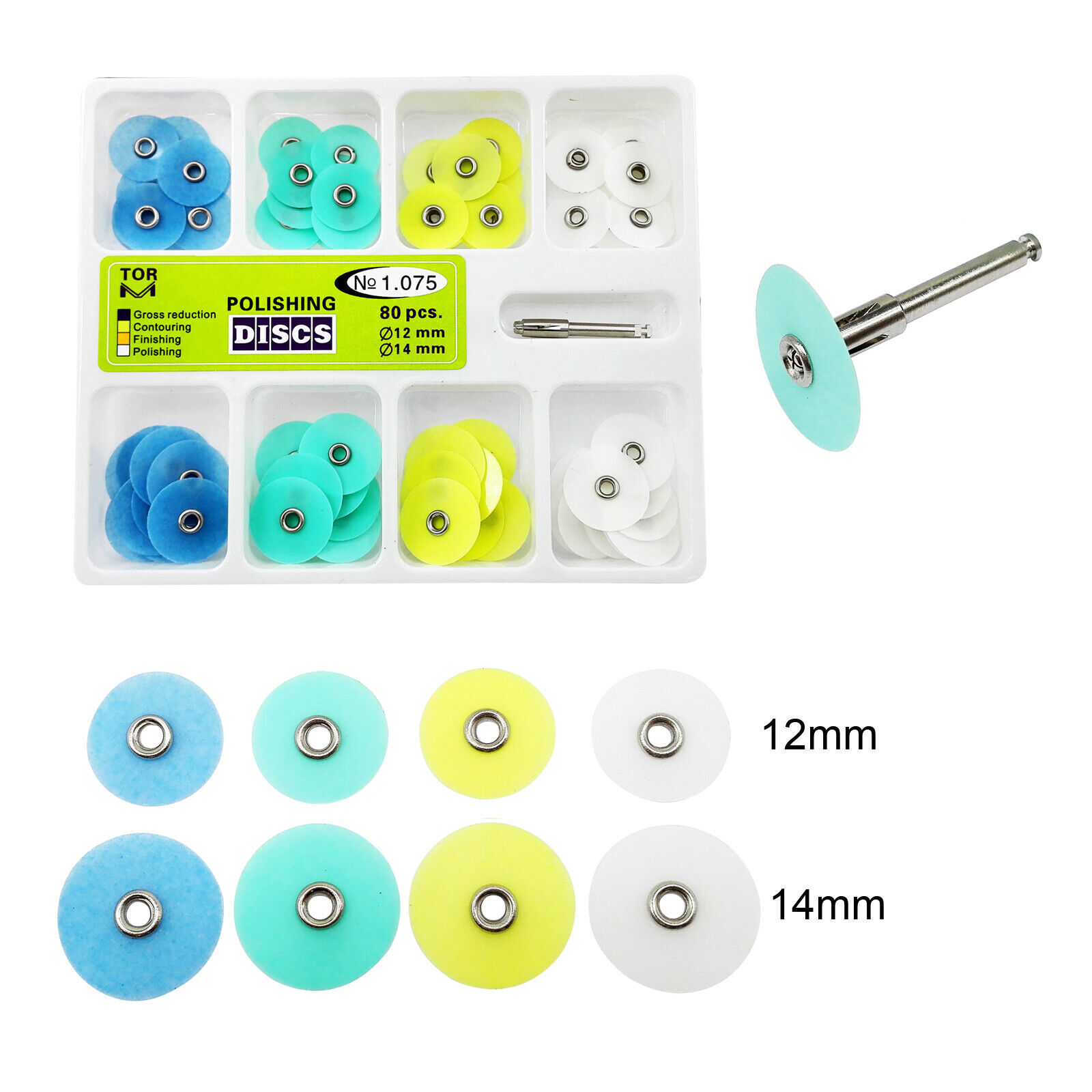 Dental Resin Finishing Polishing Discs No.1.075 Discs+Strip 75pcs/pack+Mandrel