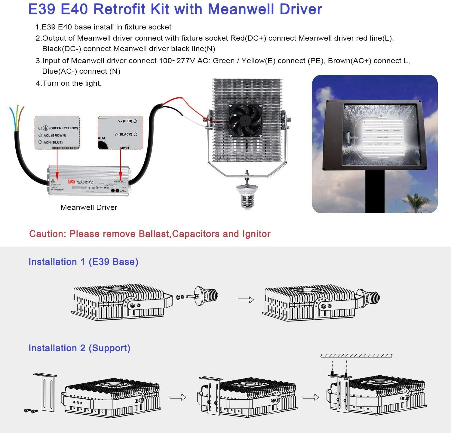 150W Shoebox LED Retrofit Kit Lights 600W MH/HPS Equiv 5000K Daylight 22500LM