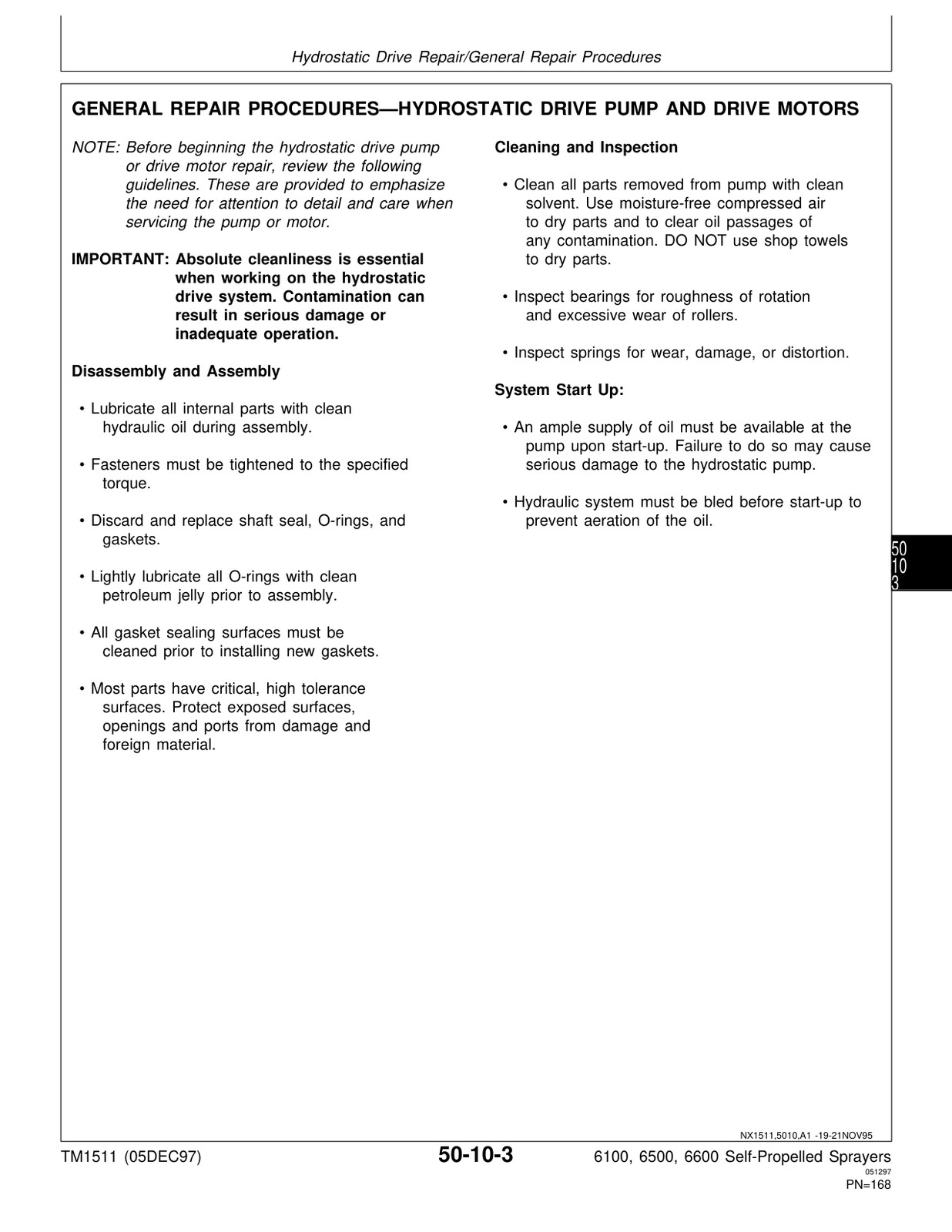 John Deere 6100 6500 6600 Sprayer Service Manual TM1511 USB