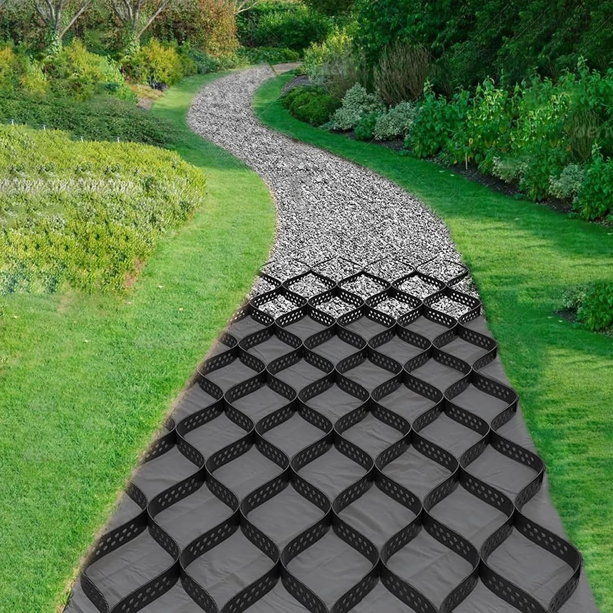 Gravel Driveway Stabilization Grid 4ft x 40ft – Heavy-Duty Ground Support System
