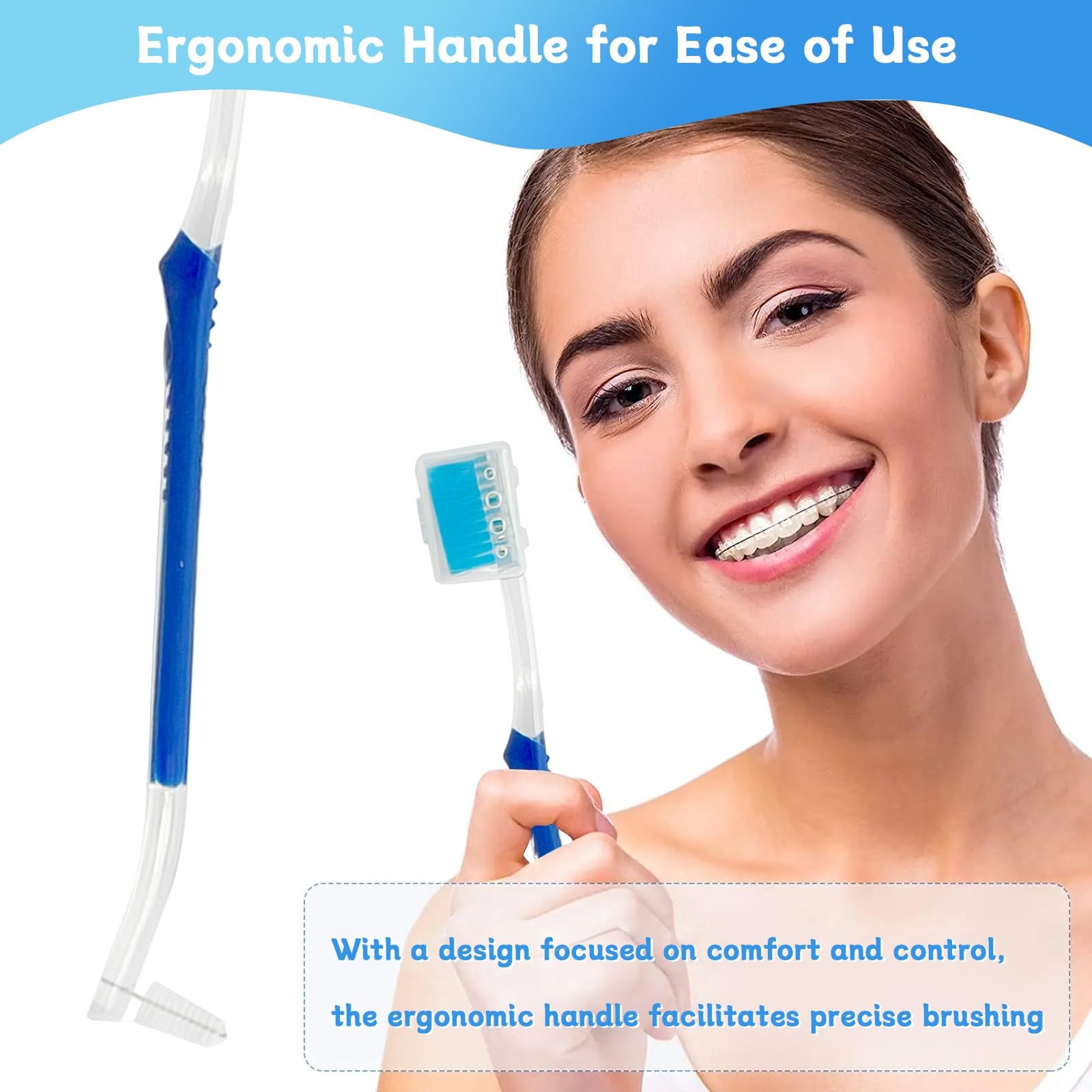 Ceonam 4-Pack Orthodontic Toothbrushes with Double-Ended Design – Multicolor
