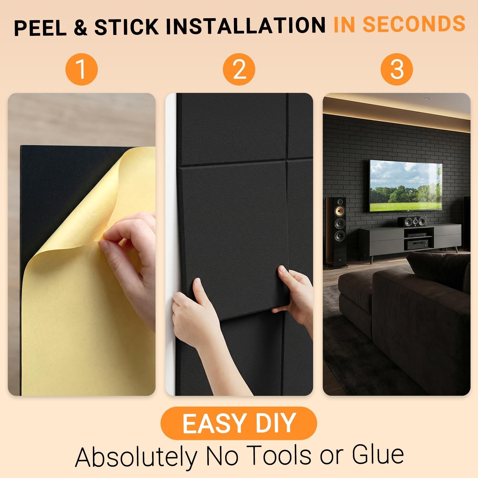 Clulutic15 Pack Acoustic Panels 12″ x 12″ x 0.4″, Self Adhesive Sound Absorbi…