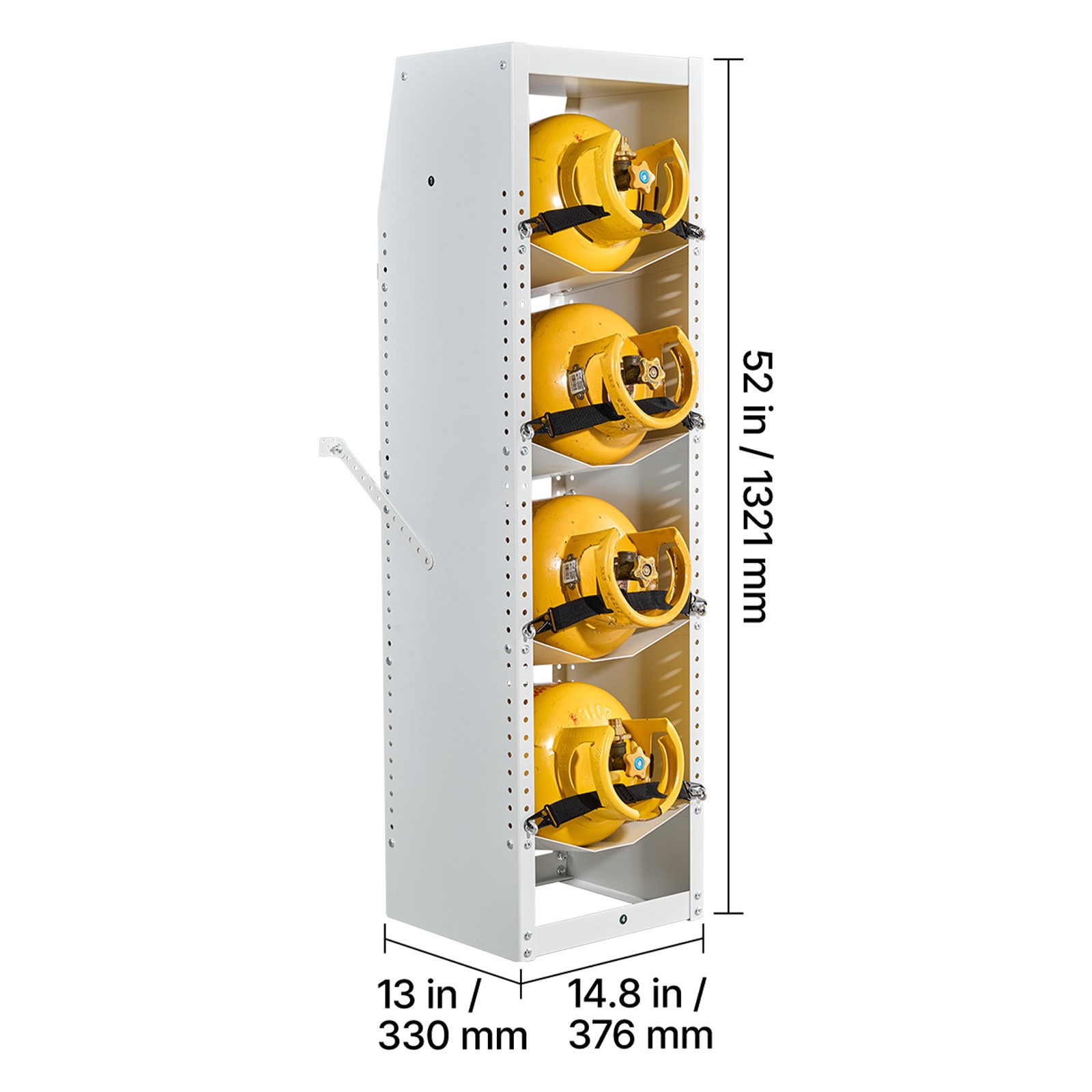 Uimoso Refrigerant Cylinder Storage Rack, 4-Tier, 14.8 x 13 x 52 in, White