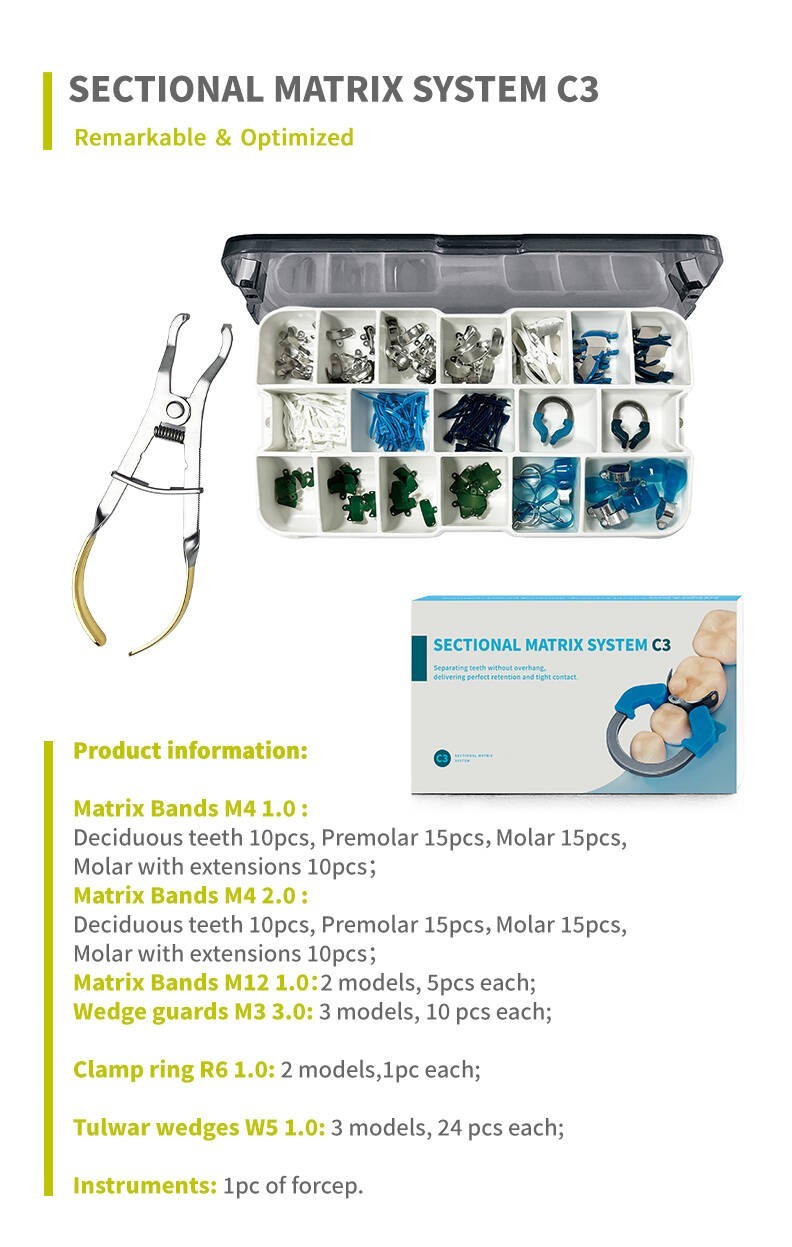 Dental Matrix Bands Ring Sectional Matrice Clamp Wedge C3 Fit Palodent V3 System
