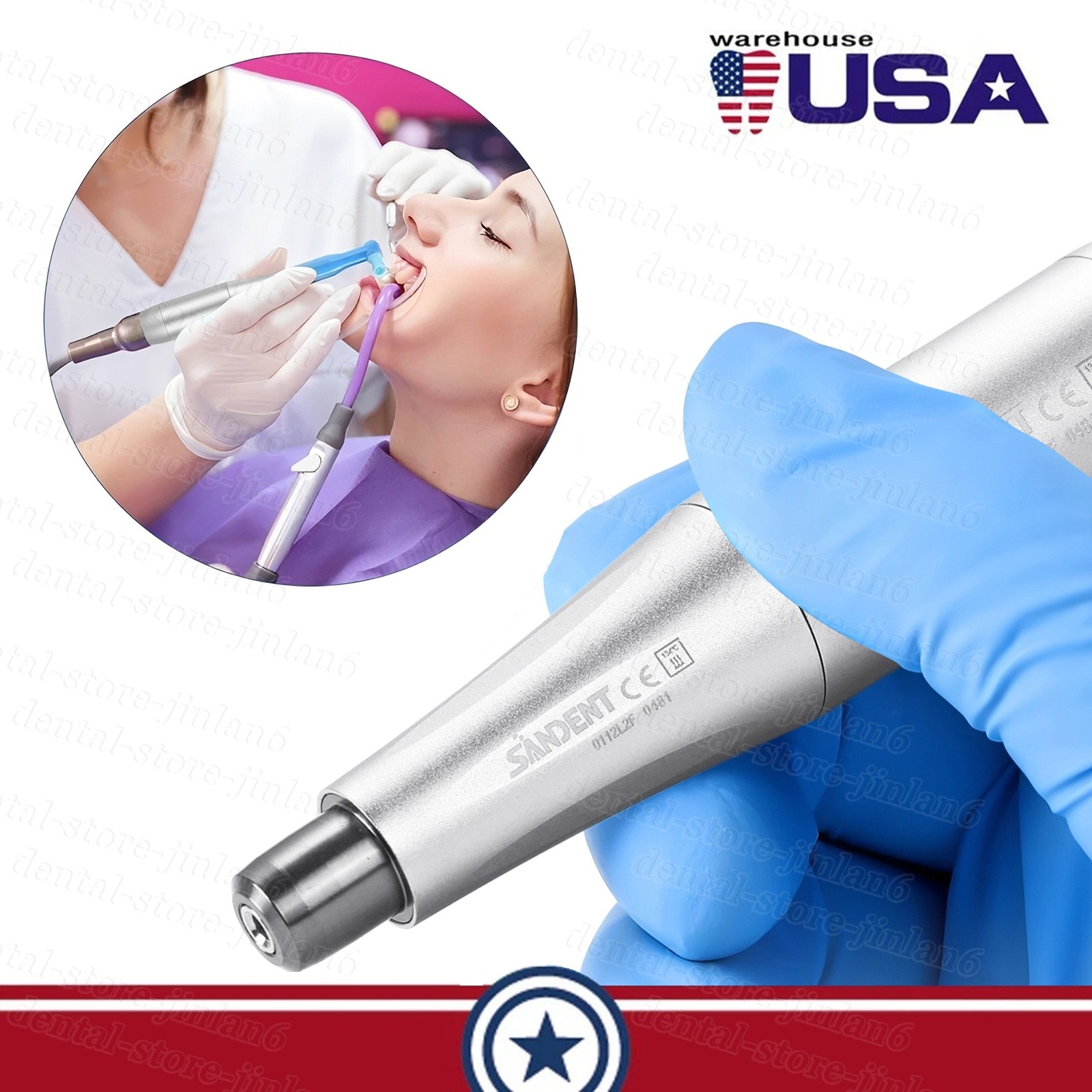 Dental 4:1 Hygiene Prophy Handpiece 360° Swivel Straight Cone Air Motor 4Holes