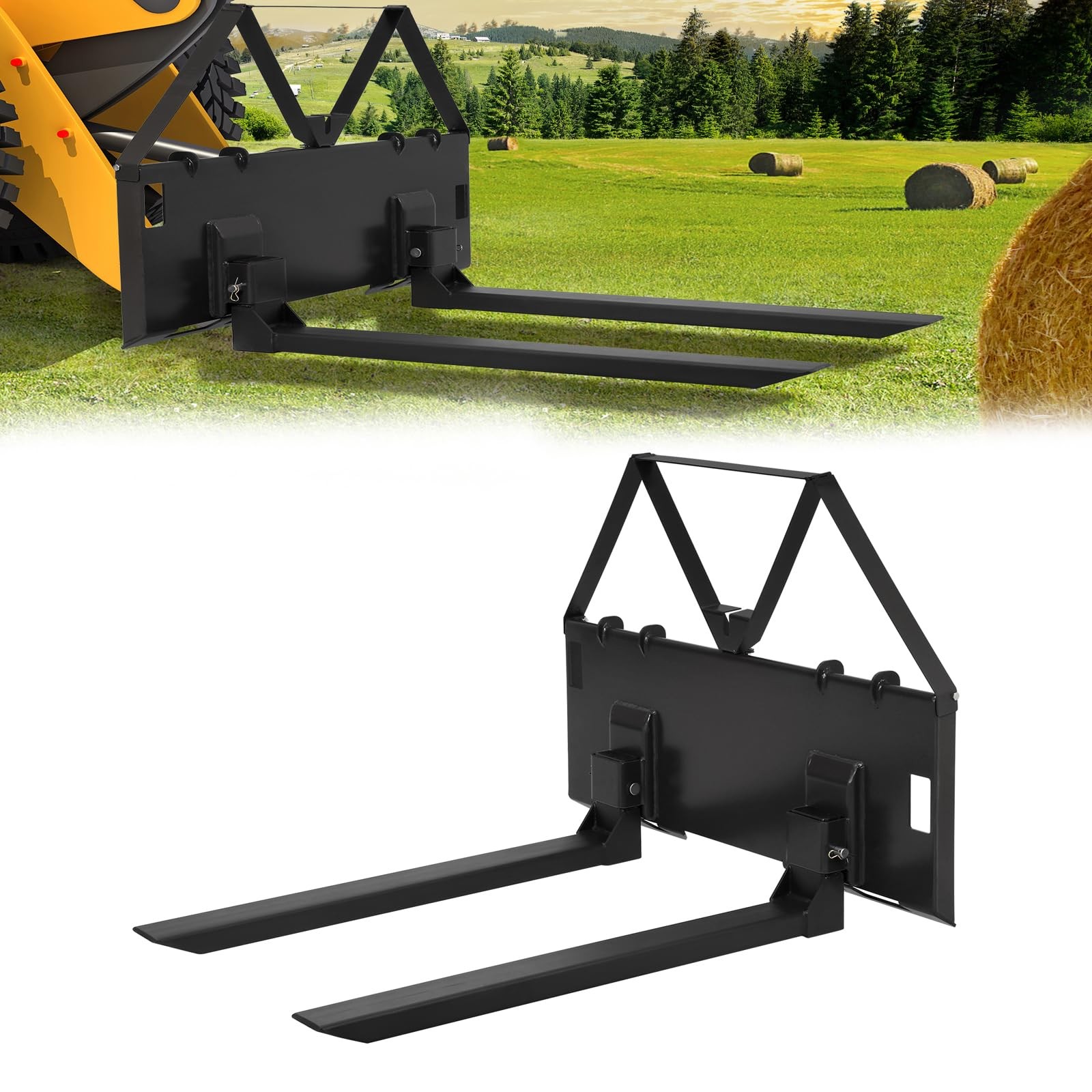 Garvee 46″ Heavy Duty Pallet Fork Attachment for Tractor & Skid Steer Quick Atta