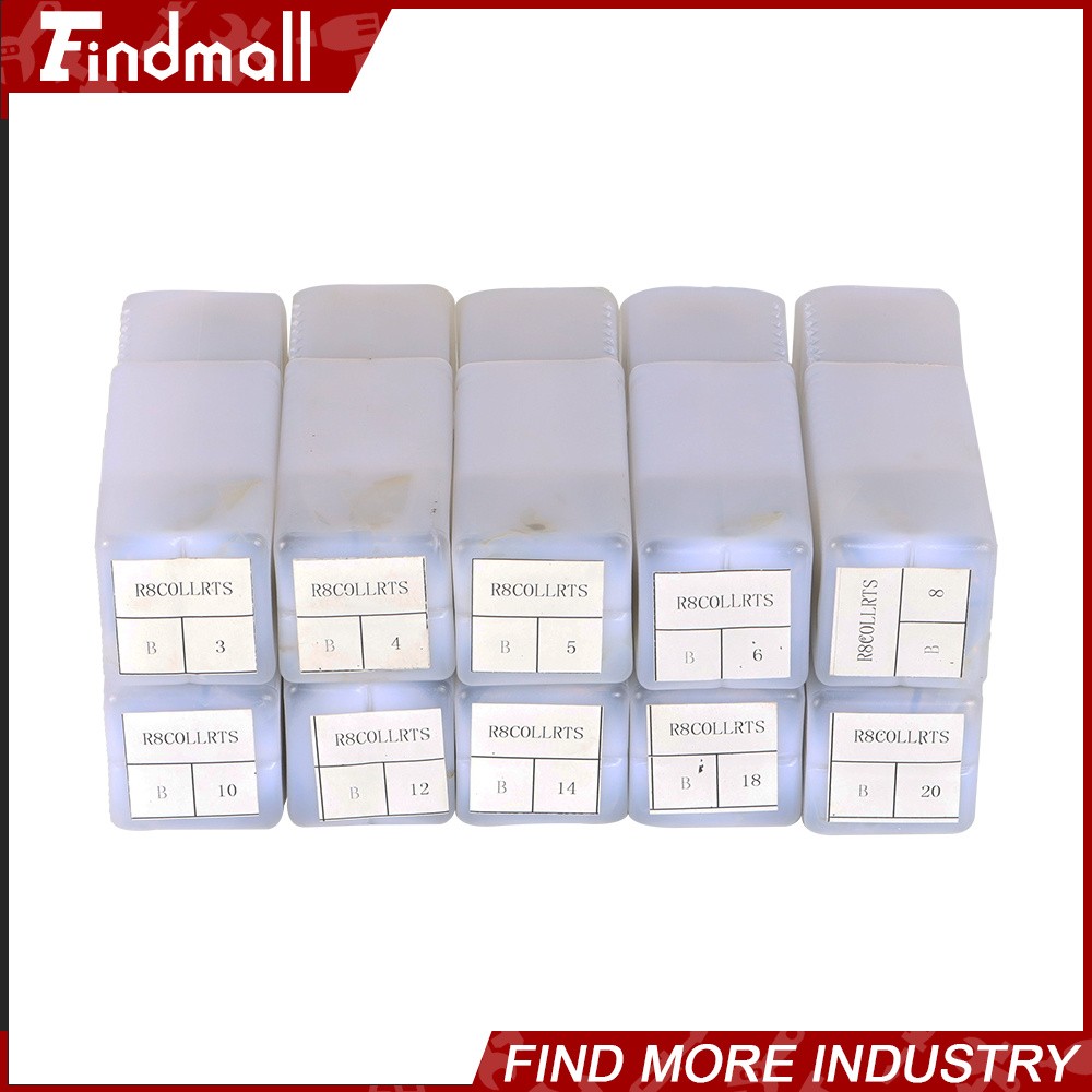 Findmall 10PCS R8 Round Spring Collet 3, 4, 5, 6, 8, 10, 12, 14, 18 and 20mm Set