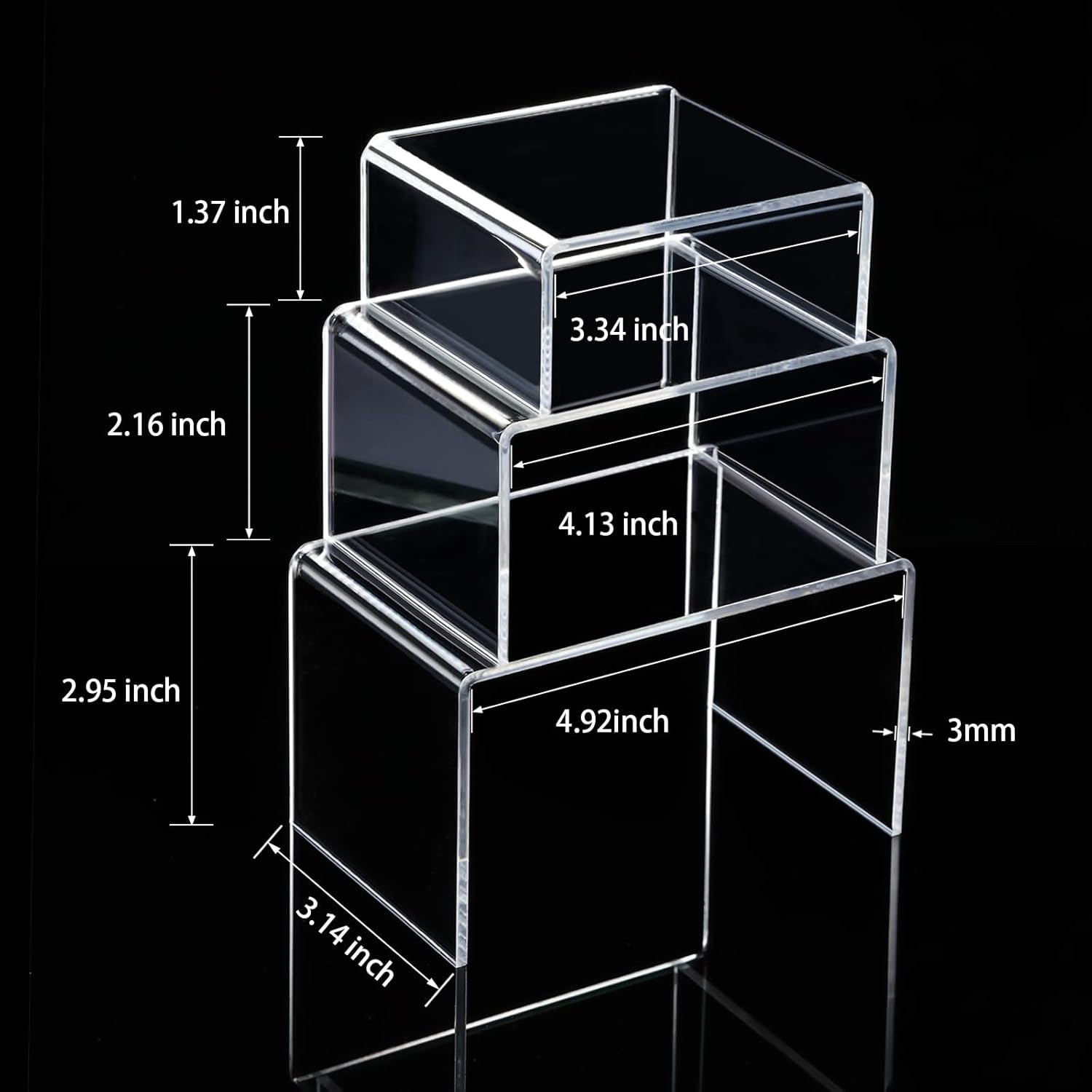 Chuangdi 2 Sets Acrylic Display Risers, Product Stand, Jewelry Display Riser She