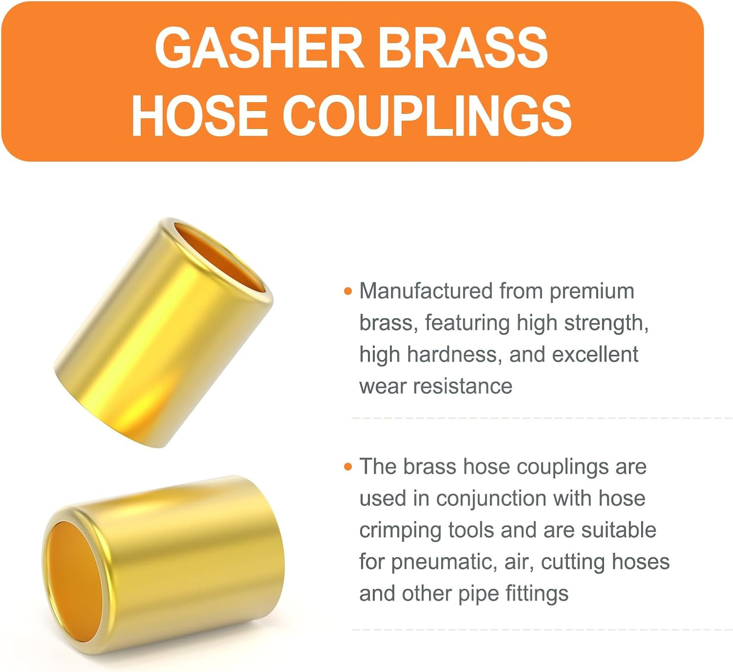25PCS Hose Ferrules Brass Fitting 7325, 14.5Mm Air Hose Crimping Fittings Used i