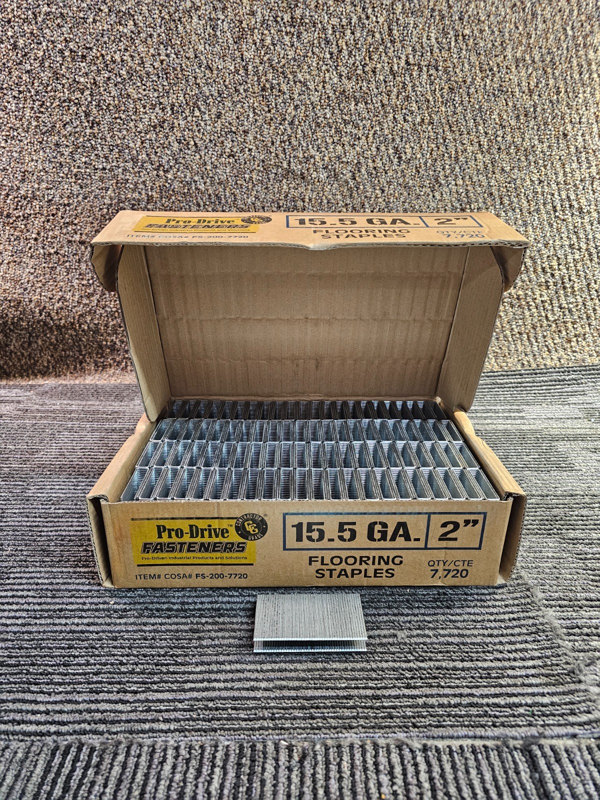 (QTY 7,720) Pro-Drive FS-200-7720 Fasteners 15.5-Gauge Hardwood Flooring Staples