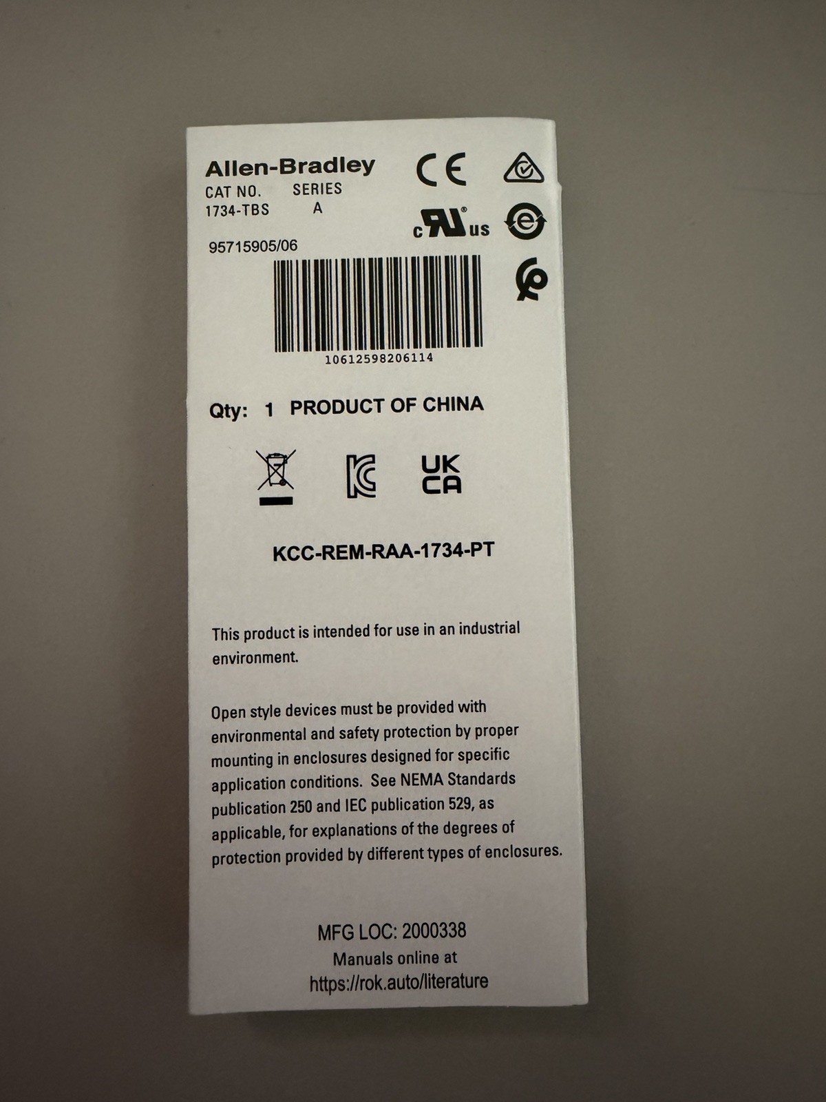1734-TBS Allen Bradley Point I/O Terminal Base Module 1734TBS In Box