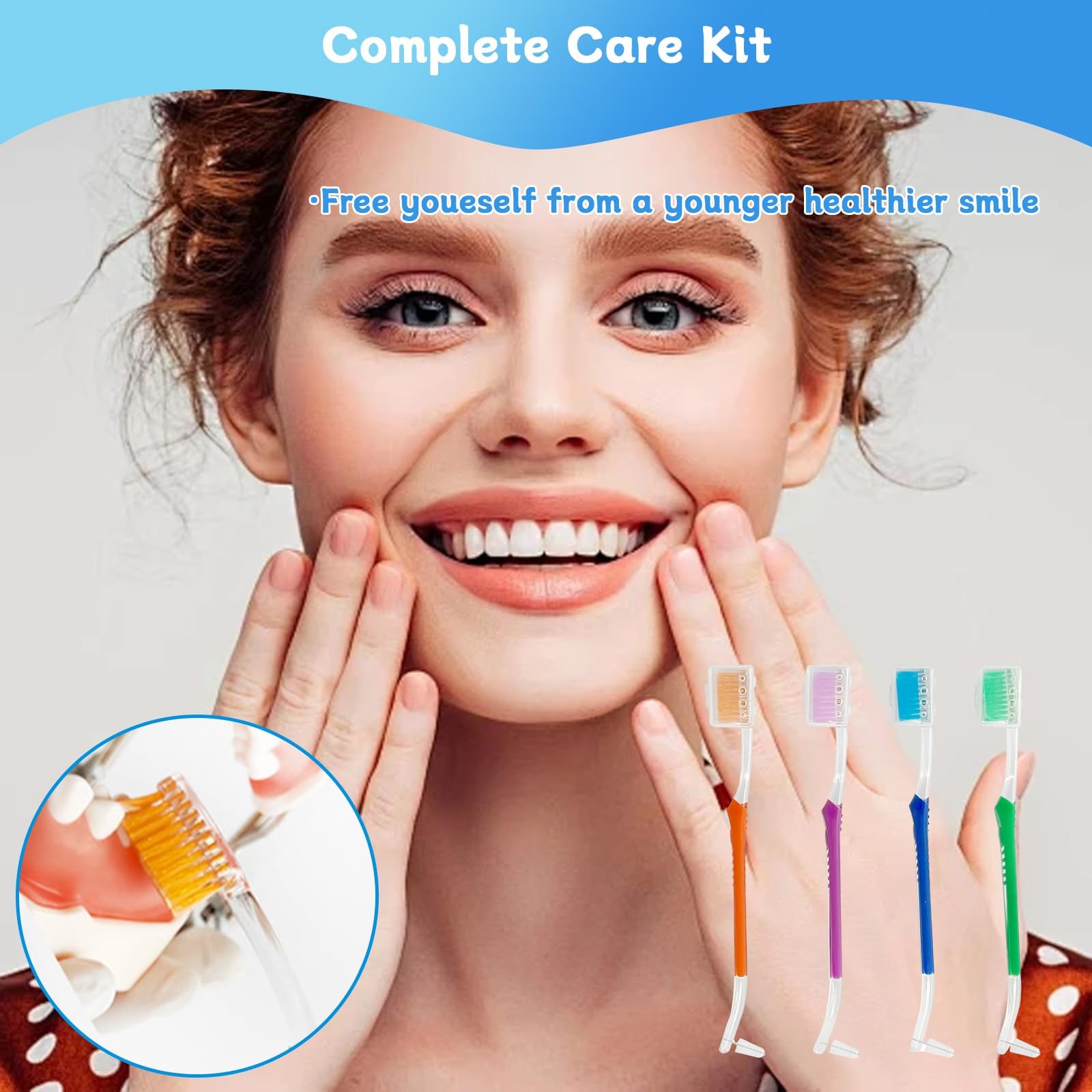Ceonam 4-Pack Orthodontic Toothbrushes with Double-Ended Design – Multicolor