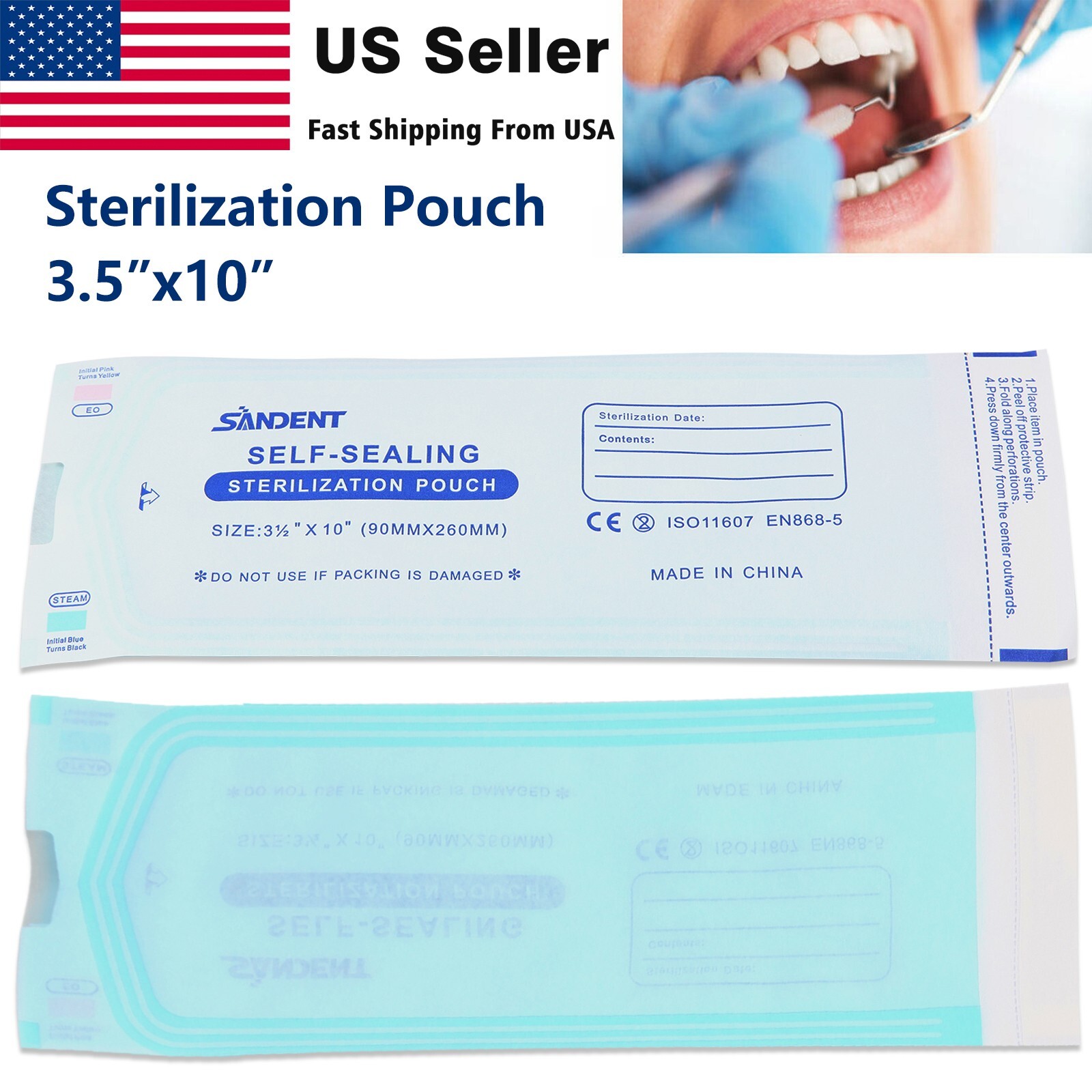 3.5″ X 10″ Self Sterilization Pouches Autoclave Pouch,Sterilizer Bags Dental 200