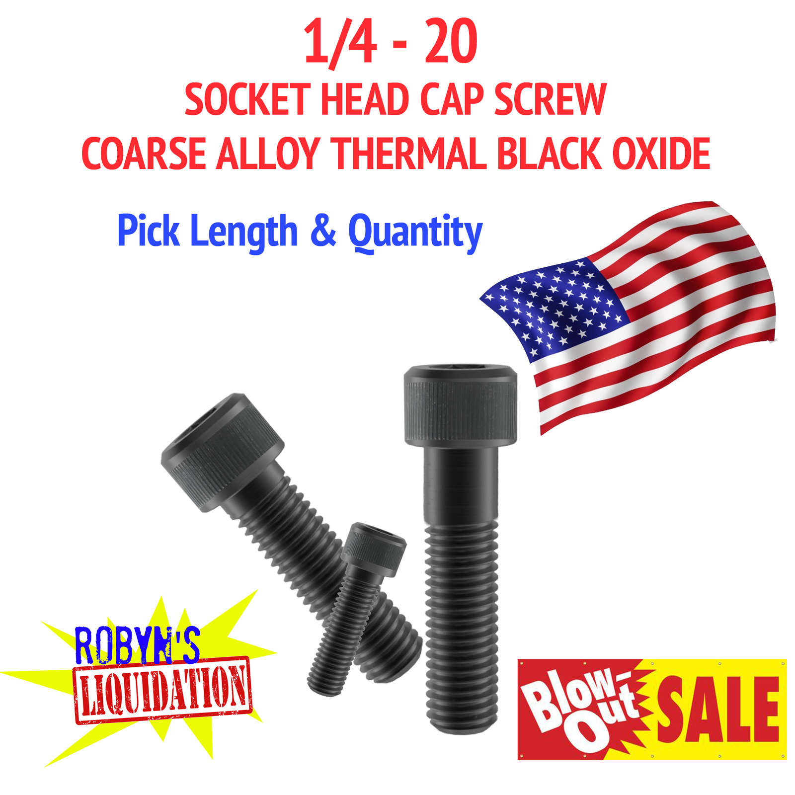 1/4 – 20 SOCKET HEAD CAP SCREW COARSE ALLOY THERMAL BLACK OXIDE (ALL SIZES)