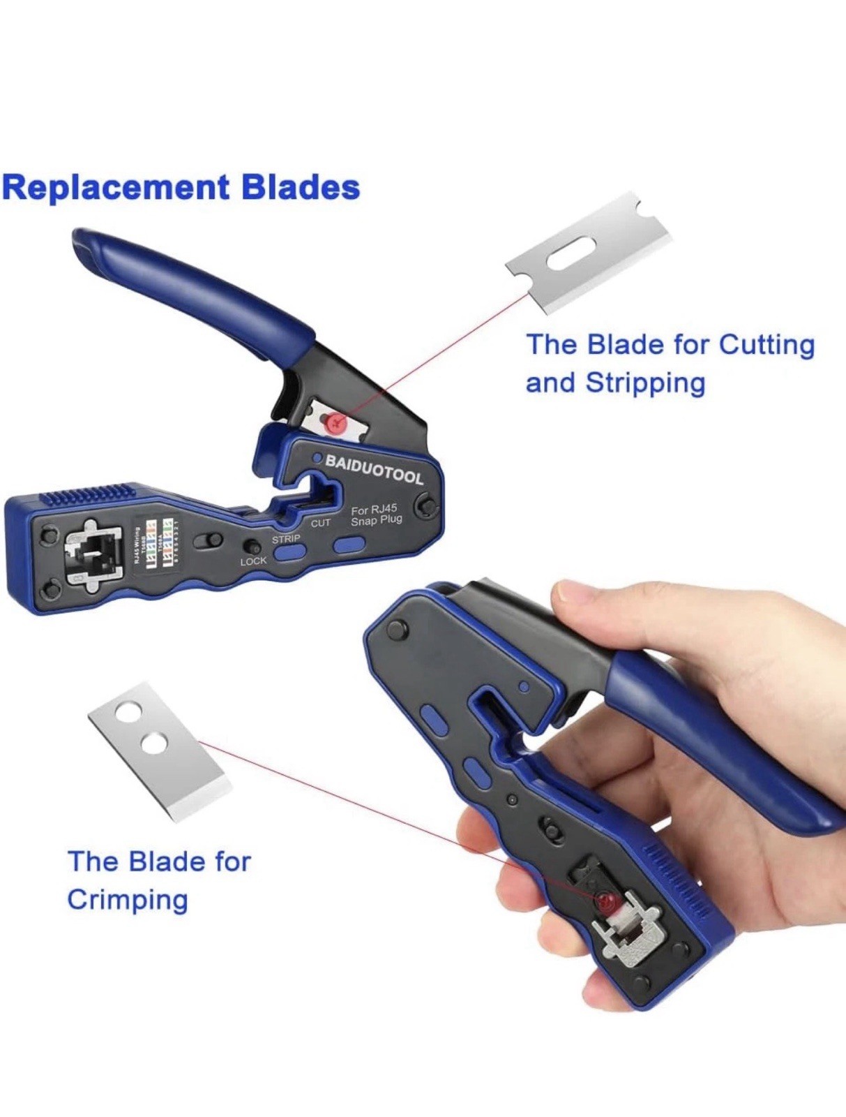 RJ45 Crimp Tool Kit &Tester Pass Through Crimper Cutter For cat5e Cat6;6a. 8P8C