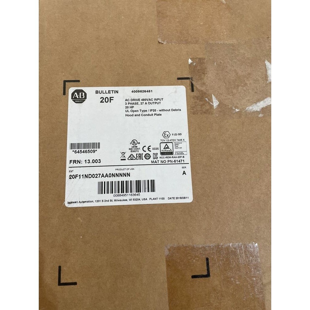 AB 20F11ND027AA0NNNNN 20HP PowerFlex 753 VFD AC DRIVE US Free Tax