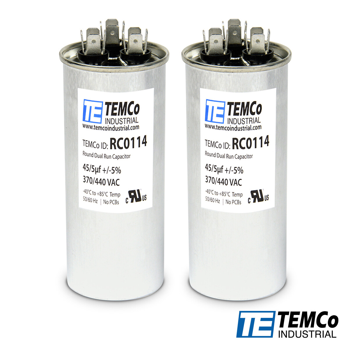TEMCo 45+5 uf/MFD 370-440 VAC volts Round Dual Run Capacitor 50/60 Hz -Lot-2