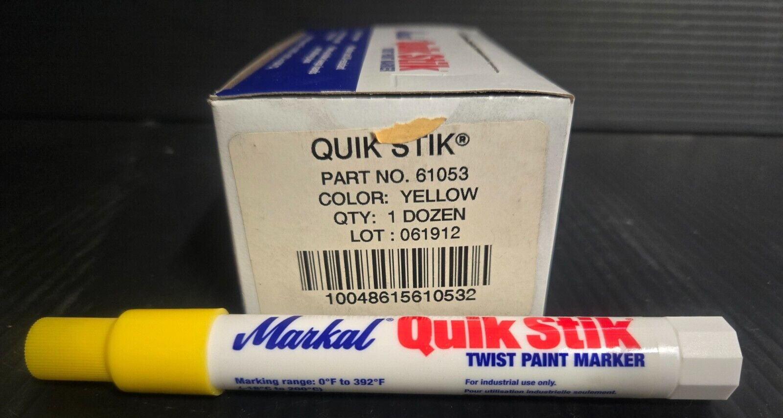 12 Pack Yellow Markal Quik Stik Twist-Up, Fast Drying Paint Markers P/N 61053