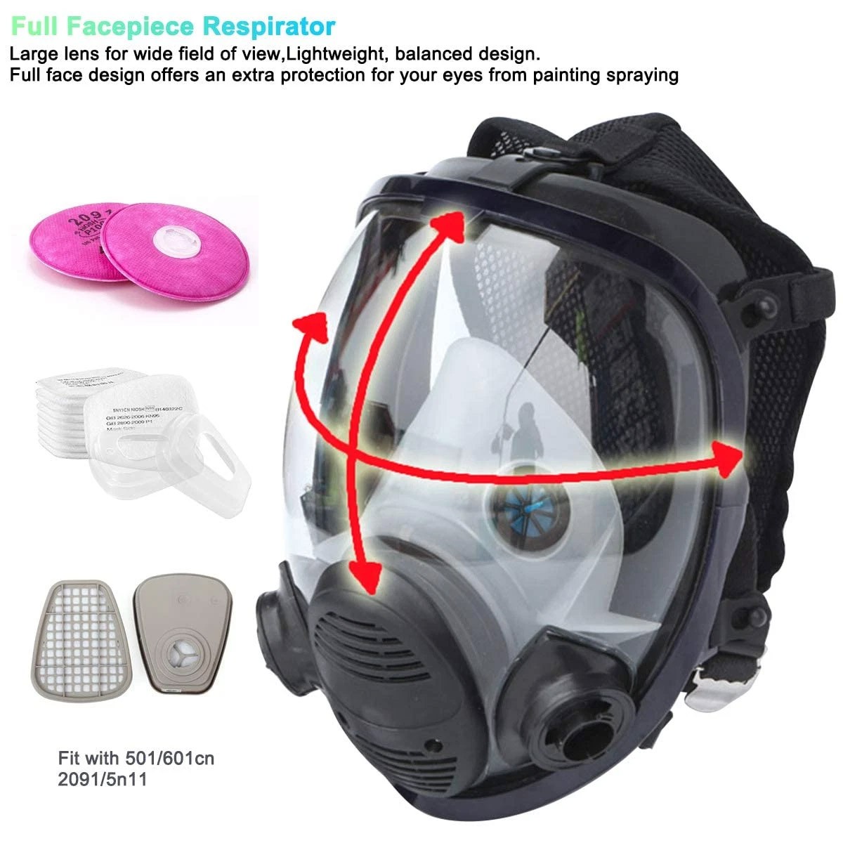 Facepiece Reusable Respirator 15 in 1 Full Face Gas Mask For Painting Spraying