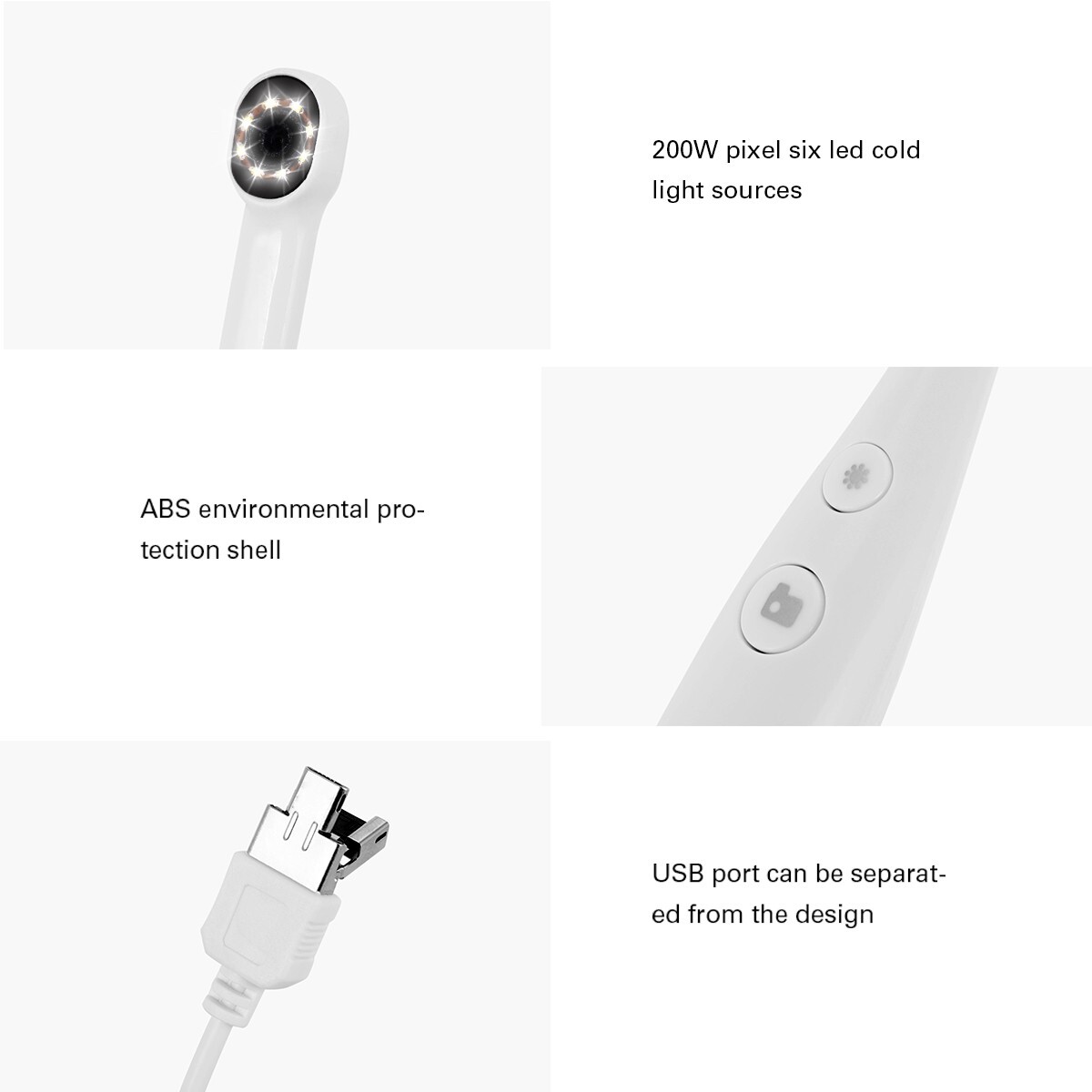 AZDENT Dental USB Intraoral Camera 8 LED Oral Endoscope 3-Speed Adjustment IPX5