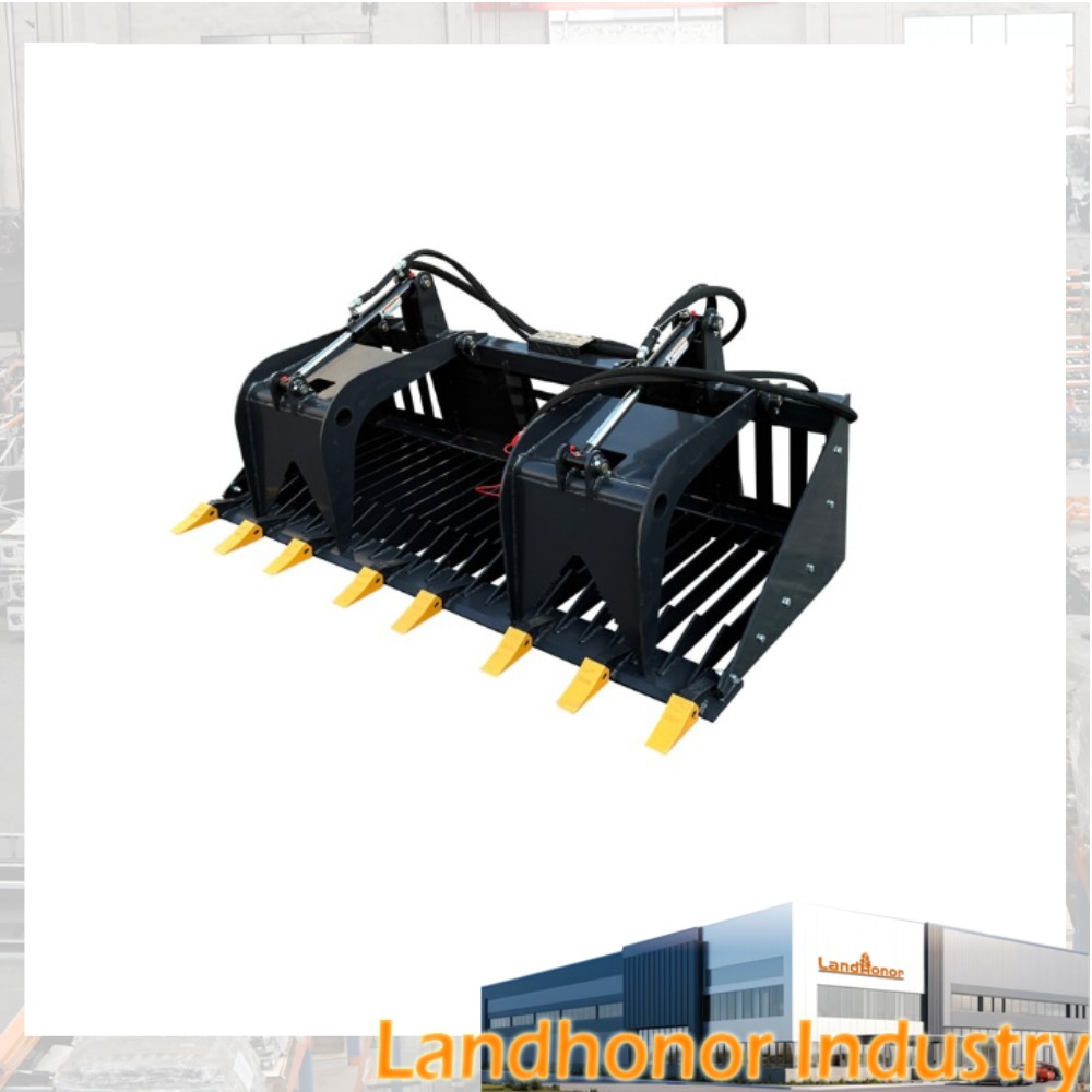 LandHonor 72in Skeleton Rock Grapple Rake Bucket w/ Teeth Skid Steer Attachments
