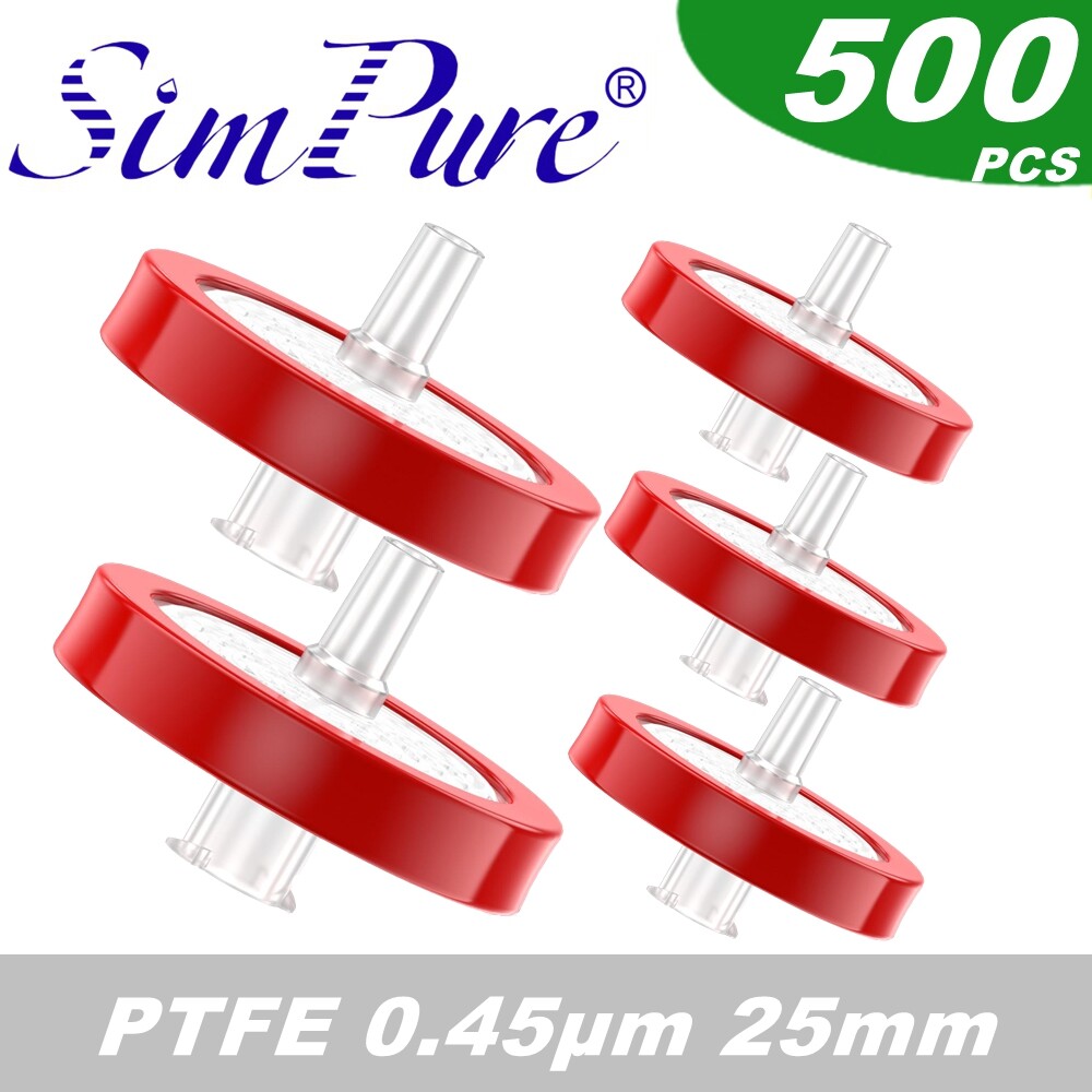 25mm PTFE Syringe Filter0.45μm Hydrophobic,NonSterile for HPLC,GC,Air/Gas Filter
