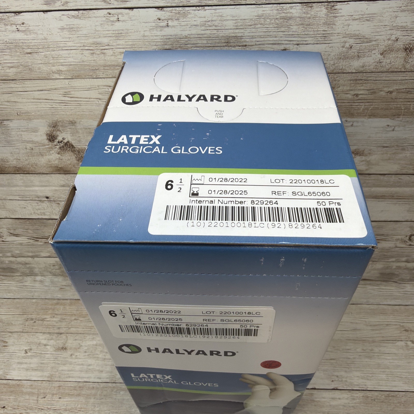 HALYARD LATEX Surgical Gloves *1 DENTED BOX* Size: 6.5 SGL65060 *See Date*1-25