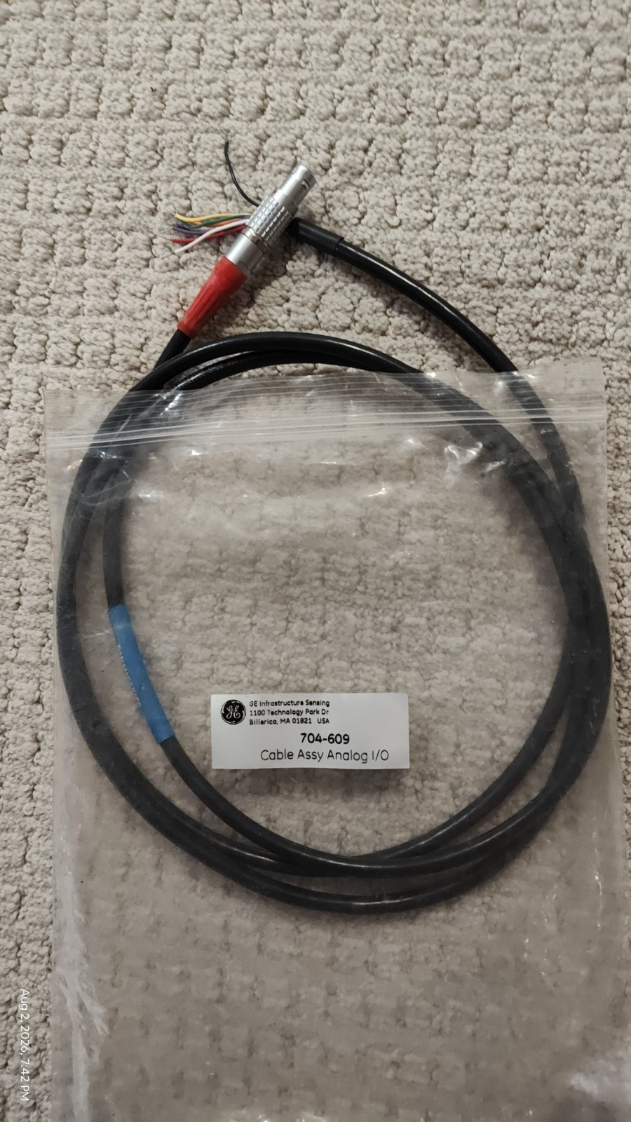 GE Panametrics 704-609 I/O cable for PT 878