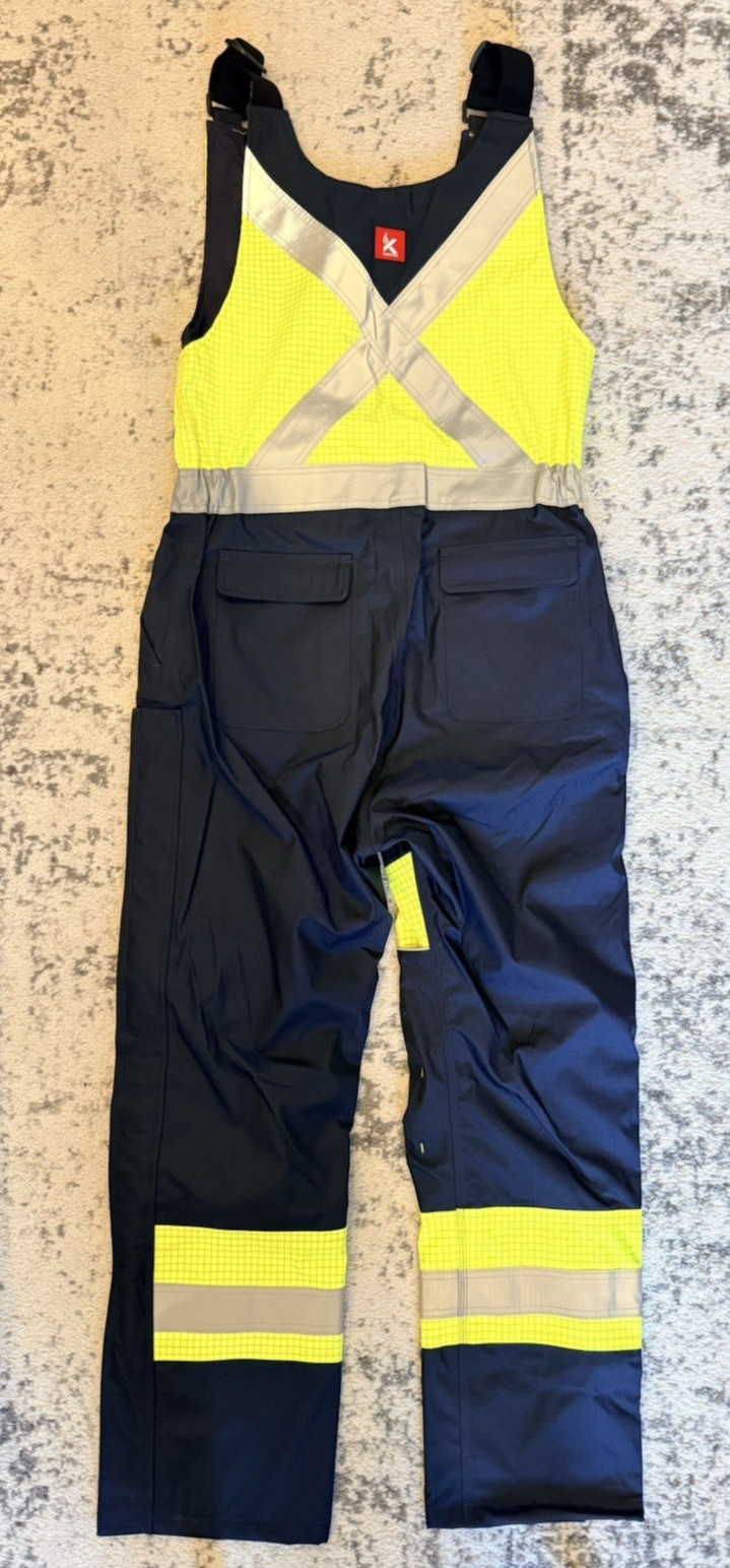 NWOT Kontra CAT 3 FR Arc Flash Bib Overalls Medium 30 Cal Hi Vis Water Resistant