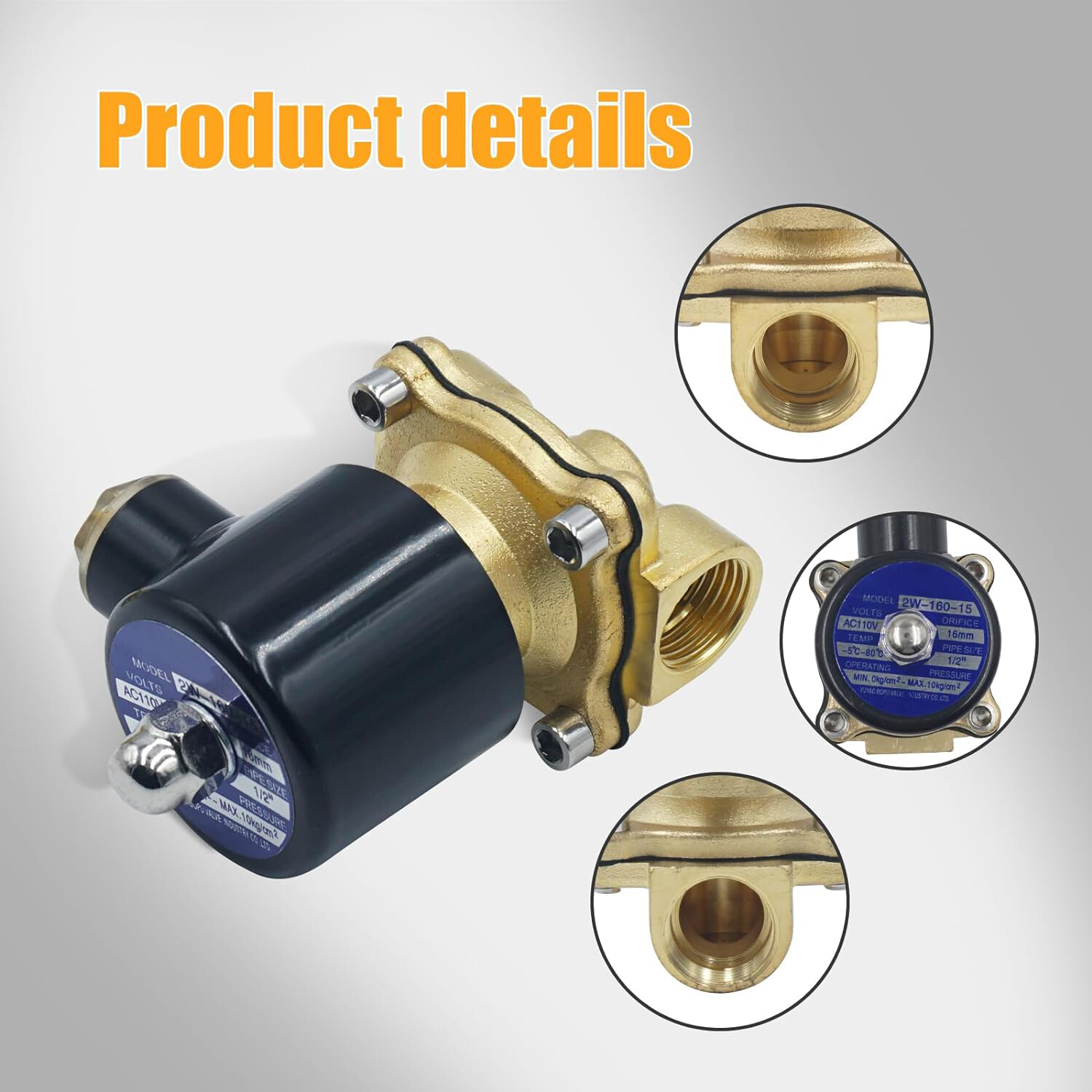 1/2″ PT AC 110V Electric Solenoid Valve Brass Water Air Gas 2W-160-15 US STOCK