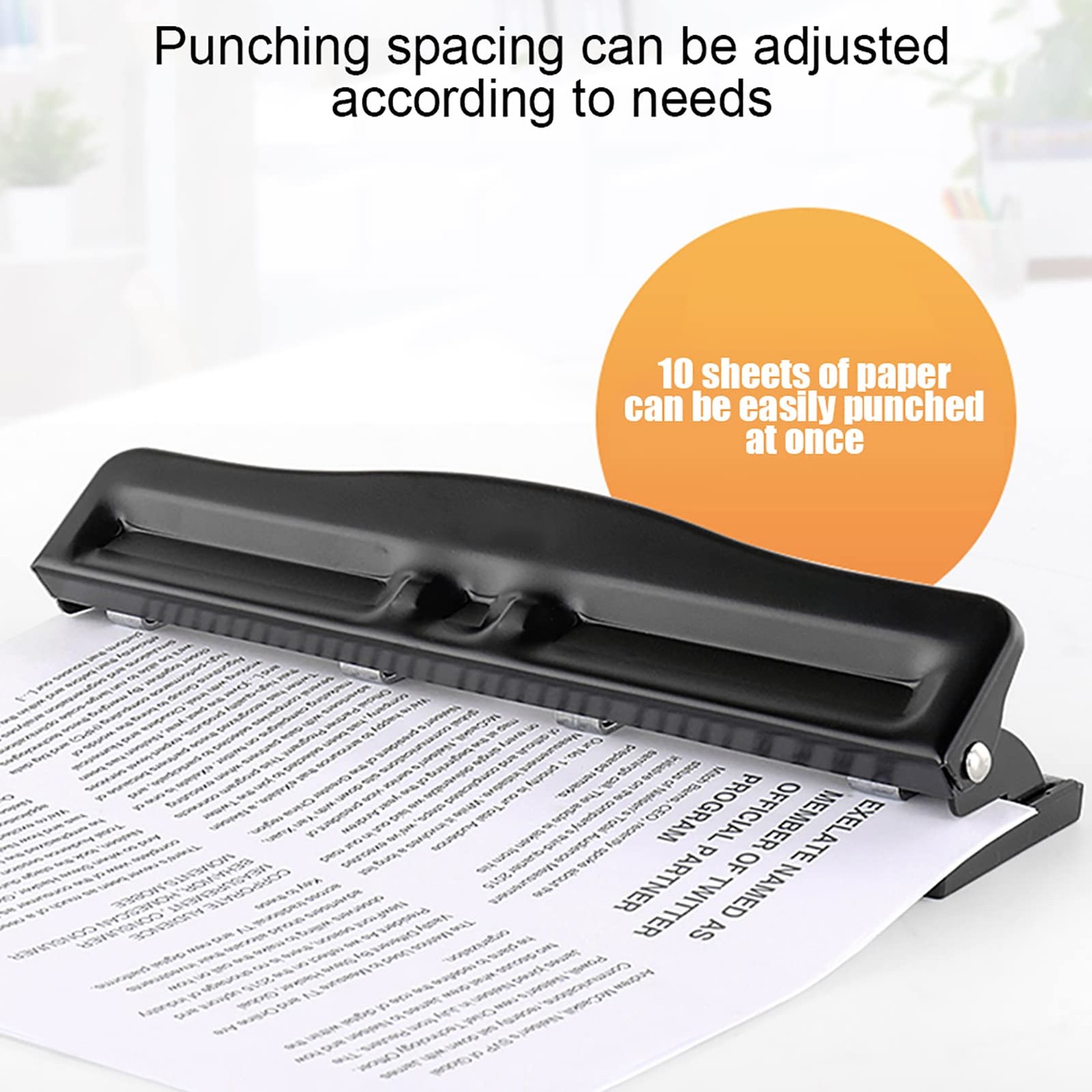 Paper Hole Punch 4 Hole Adjustable Manual 10 Sheets 11.4×2.6×2.2in Portable
