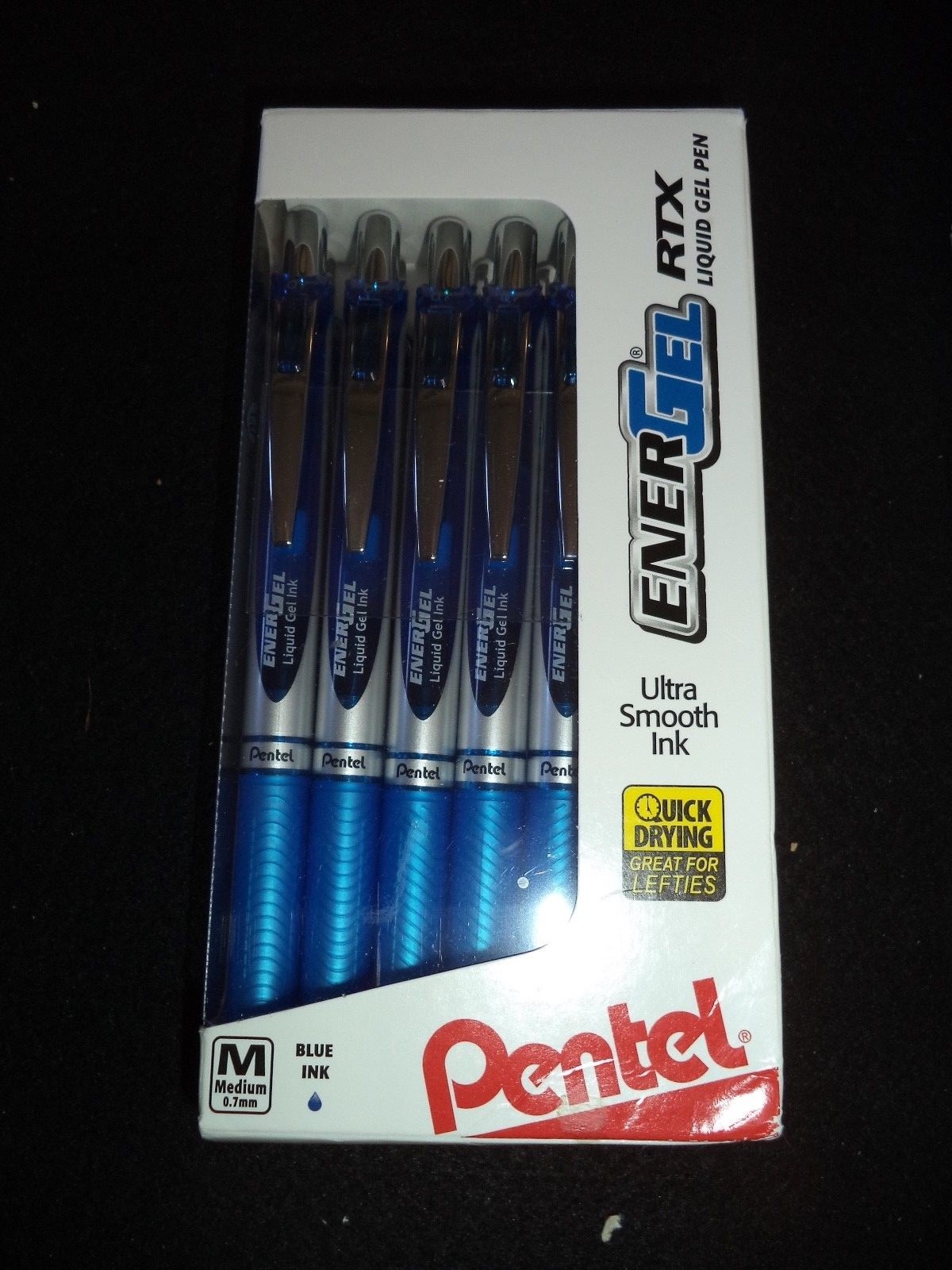12 Pentel ENERGEL RTX Liquid Gel Pens BLUE M X1070 0.7mm FREE SHIP 072512259429