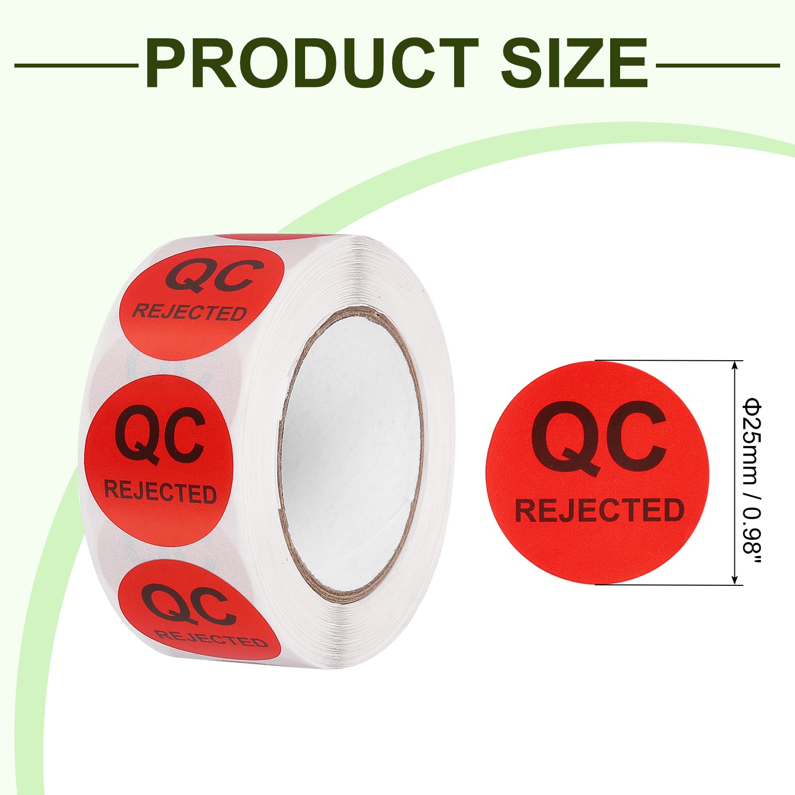 2 Roll 1000Pcs QC Rejected Labels 1 Inch Inventory Quality Control Stickers
