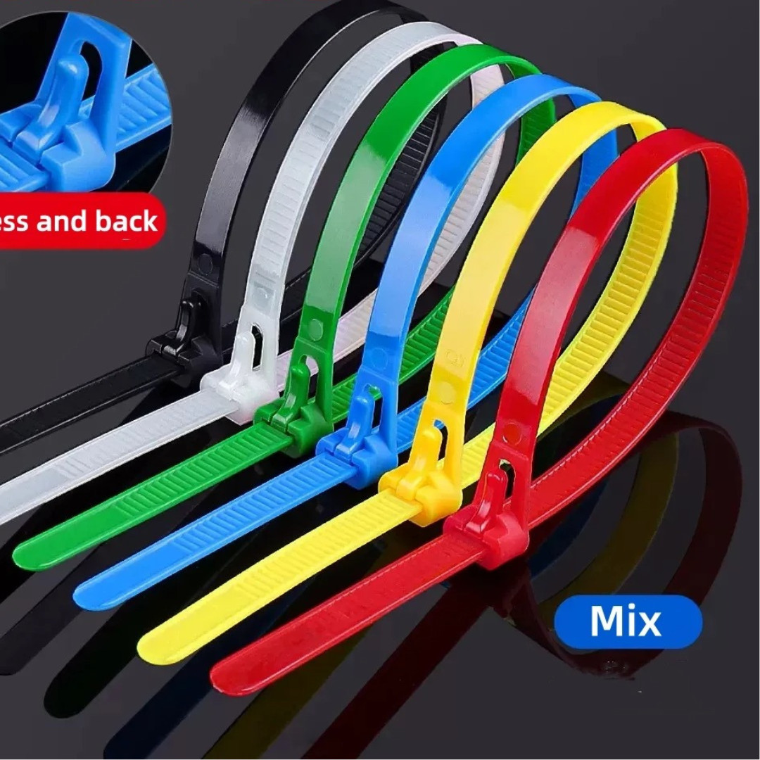 200PCS Reusable Cable Ties Multi-Color Adjustable Zip Straps for Home Office DIY
