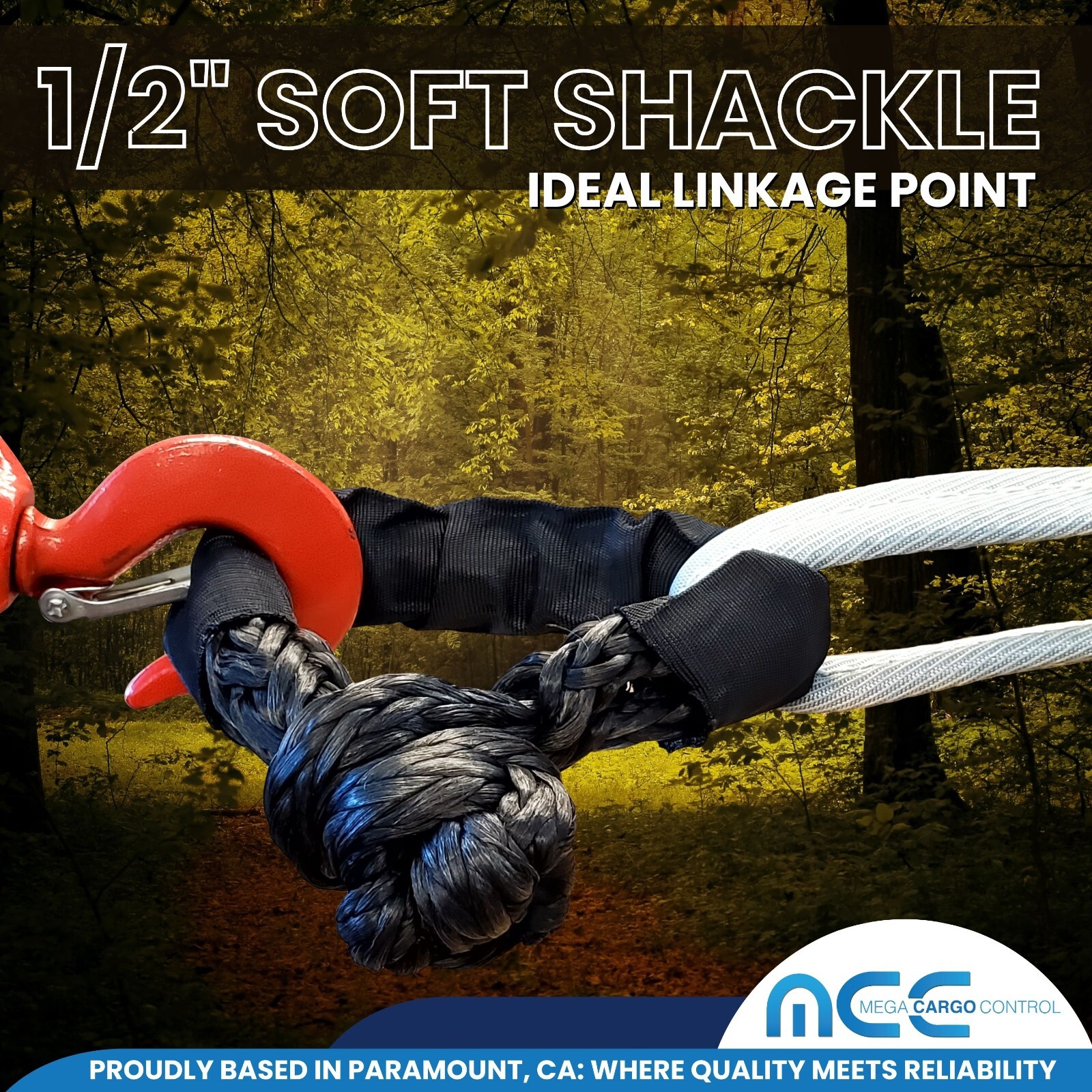 2 PC 1/2» x 22» Synthetic Soft Shackle Tow Rope Recovery Strap 37,400LBS