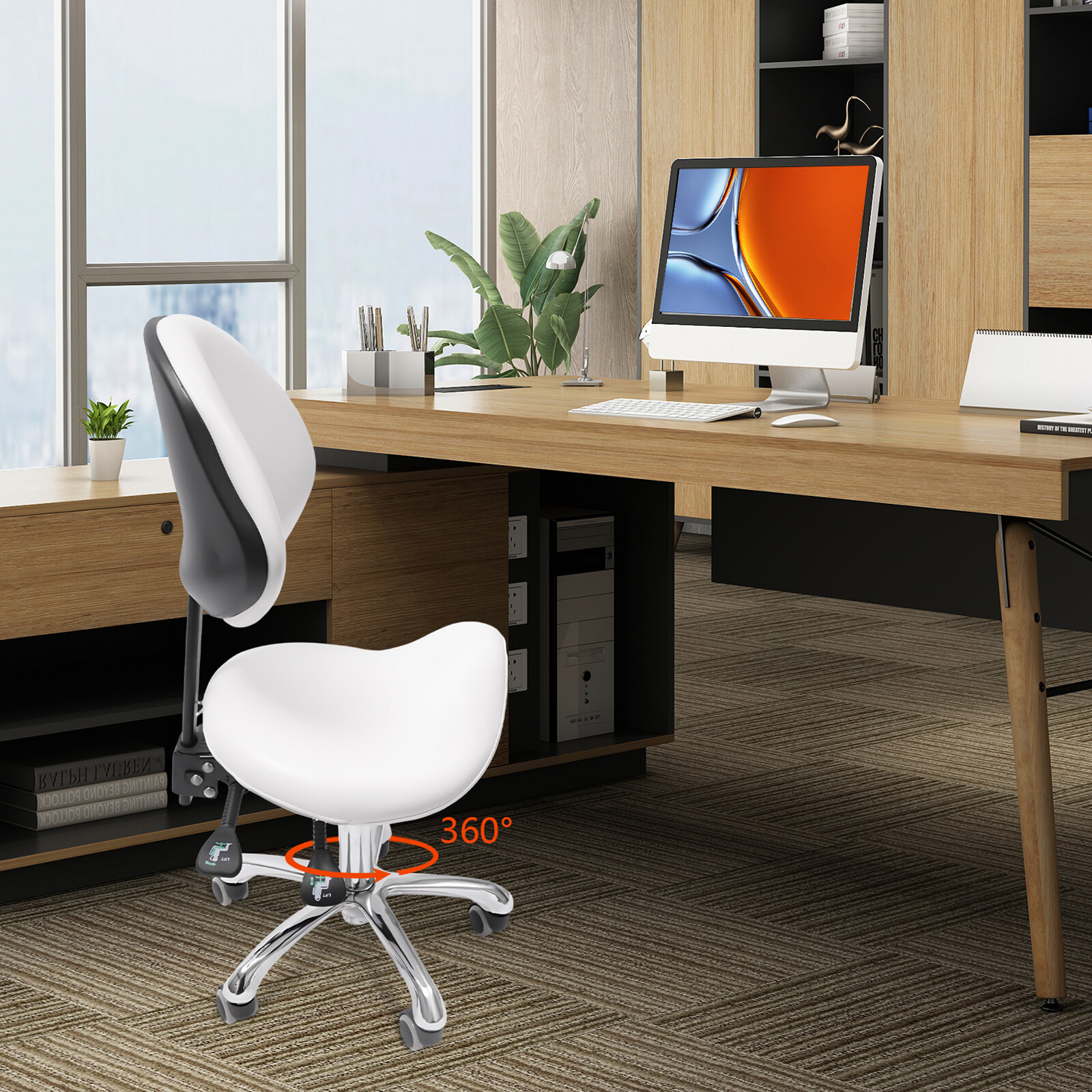 Saddle Stool Swivel Adjustable Saddle Stool Saddle Stool Chair 90kg/198.42lbs
