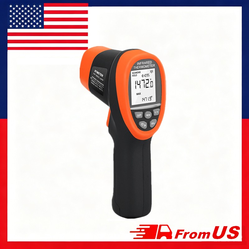 Non-contact IR Thermo Industrial Thermometer1472°F 16:1 D:S BT Max/Min/Avg Alarm