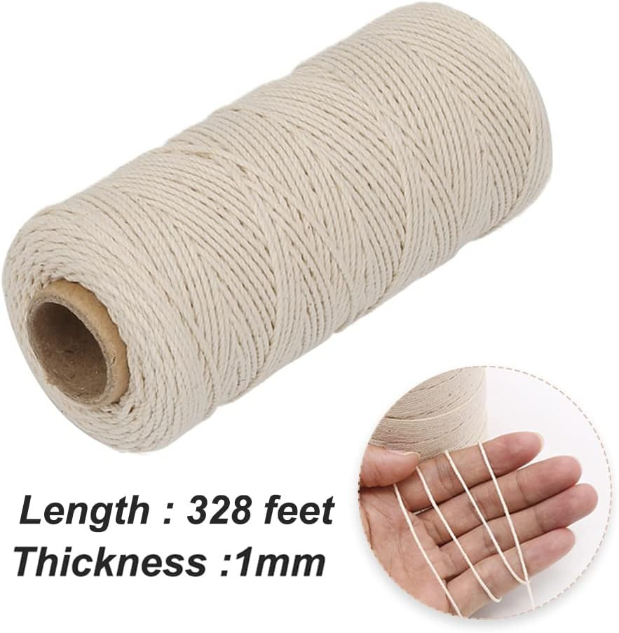 Butchers Twine,328′ 3Ply Cotton Bakers Twine,Food Safe Cooking String-Tying Meat