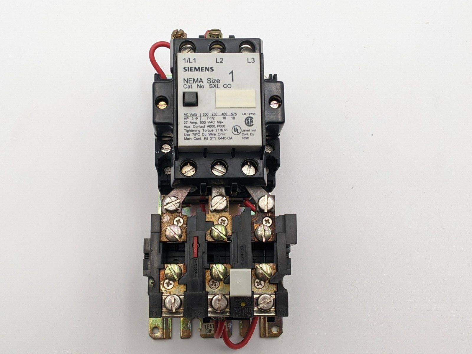 Siemens SXL CO NEMA Size-1 600 VAC 27 AMP 10 HP 3-PH 220/240 Volt Coil Starter