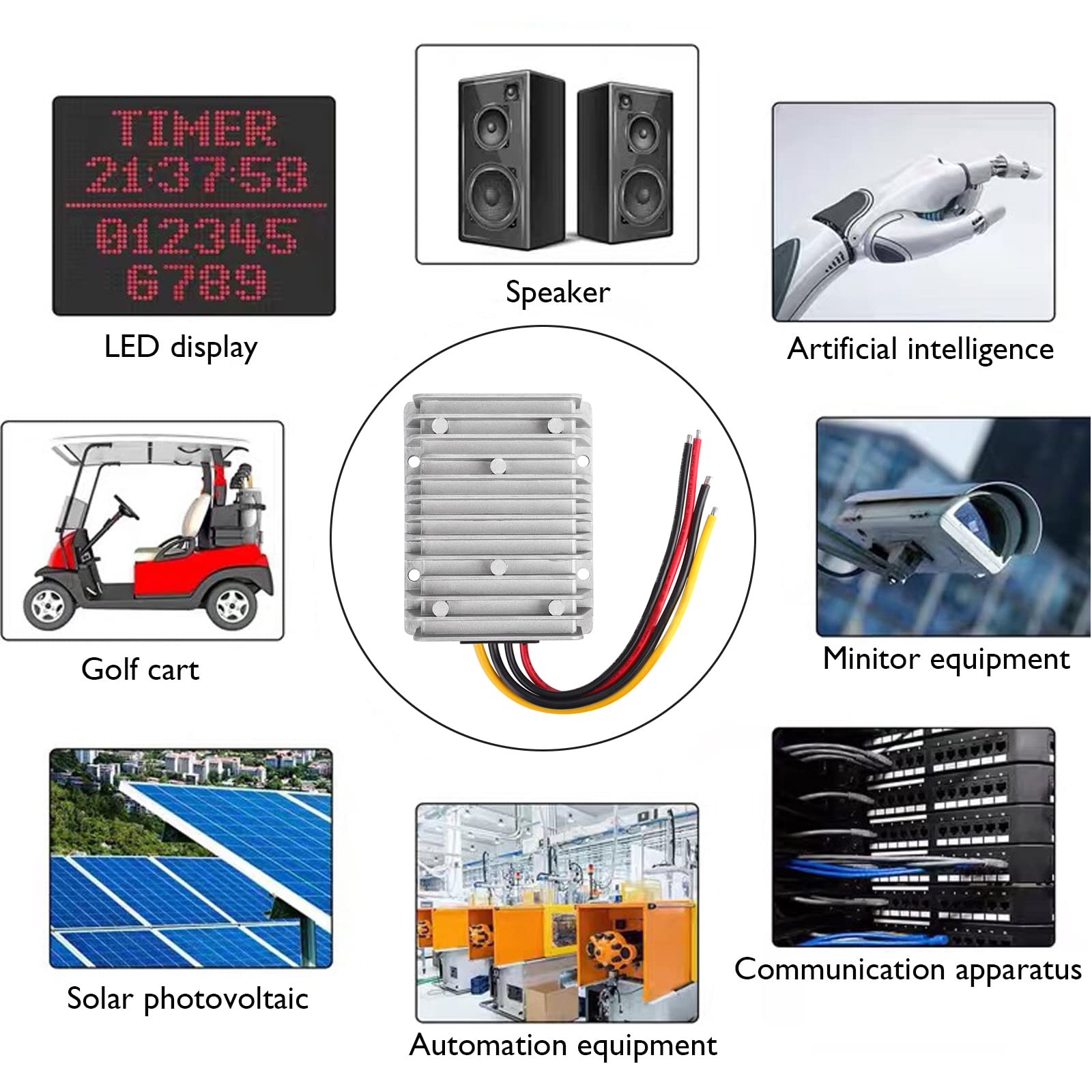 30A 360W DC 36V, 48V to 12V Voltage Converter with Fuse, Waterproof Reducer