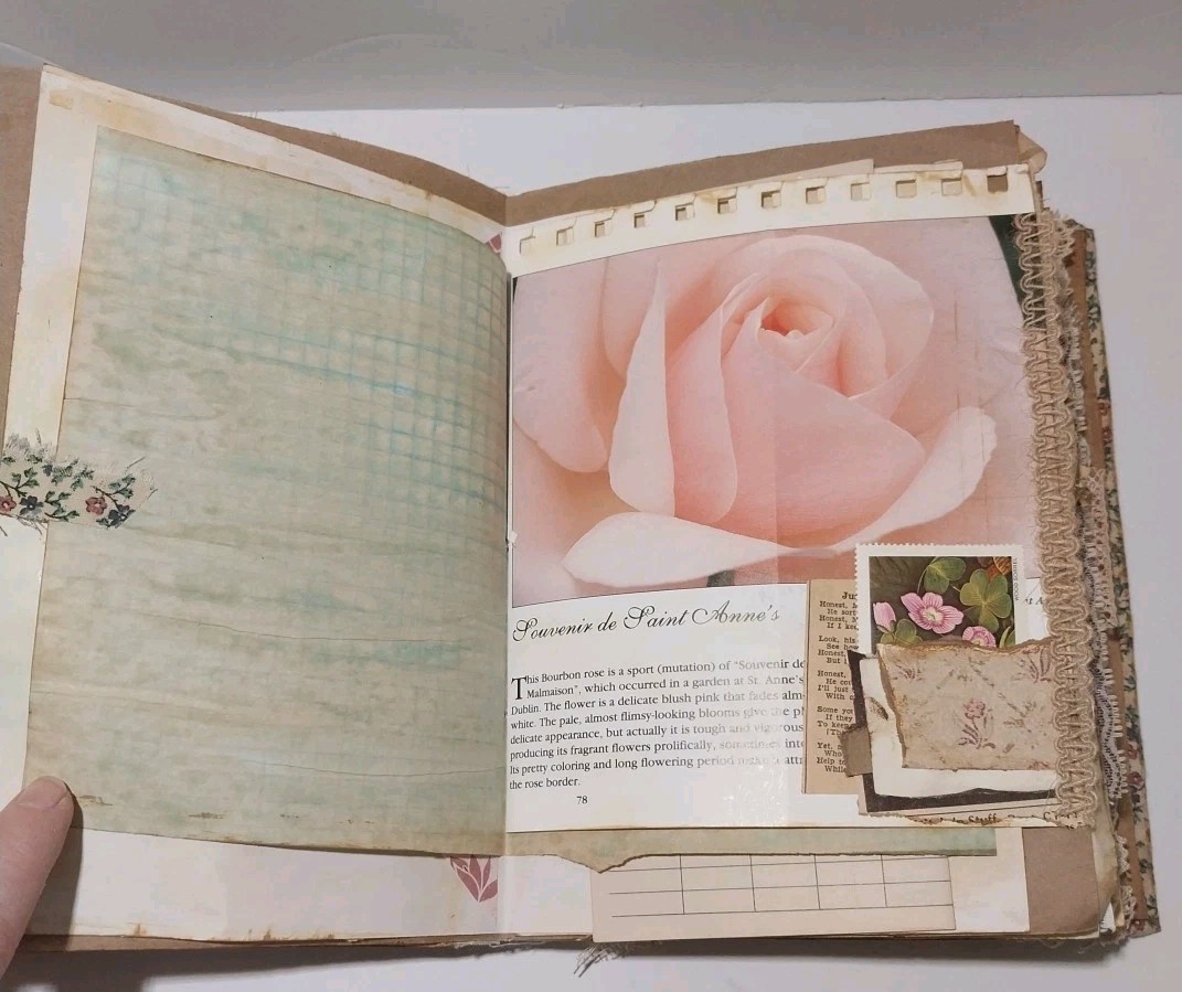 Junk Journal Antique Vtg. Ephemera Handmade Book Lg 9.5″x6.5″ Mother’s Day Gift