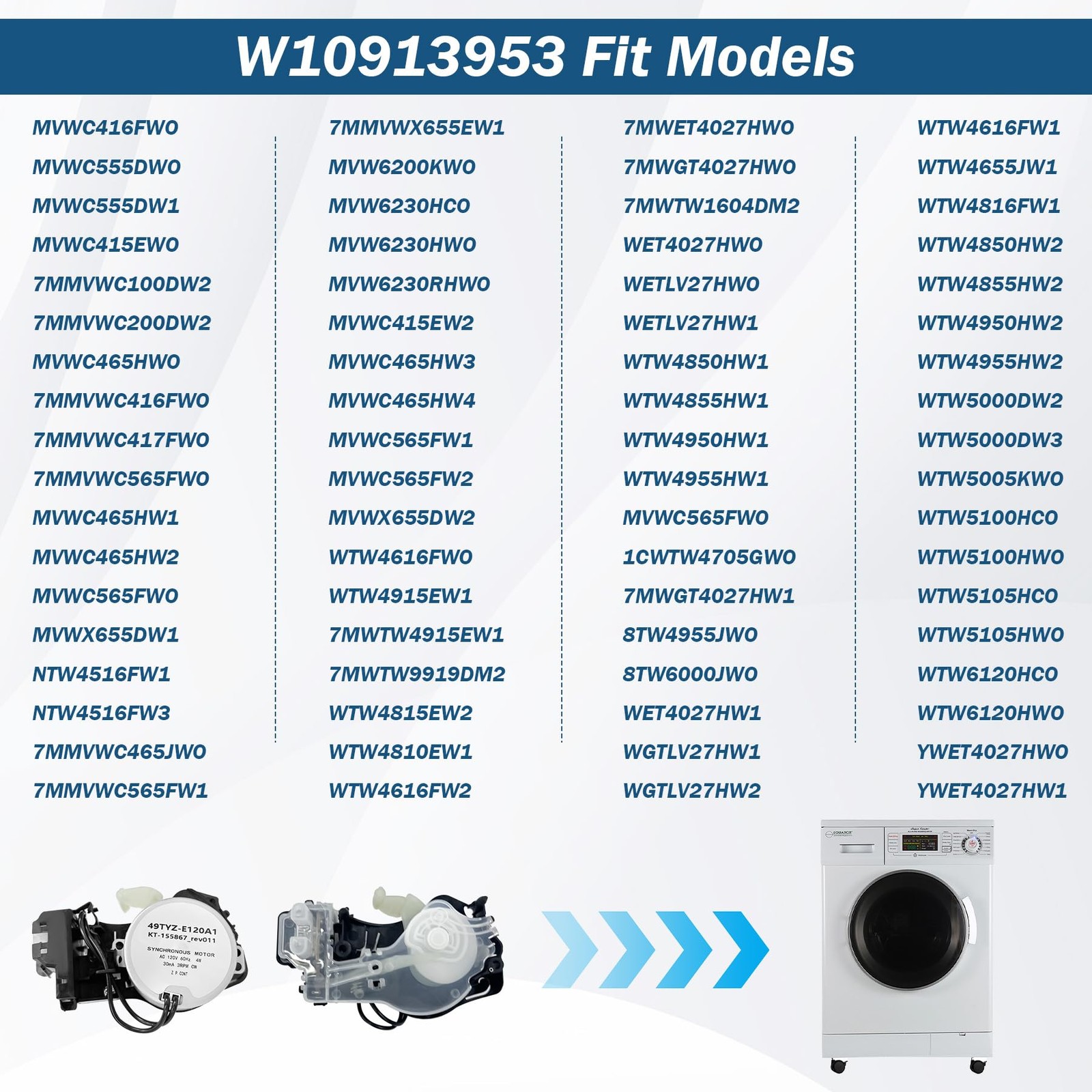 Washer Shift Actuator Replacement AC 120V 60Hz 4W for Whirlpool Maytag – Fixes